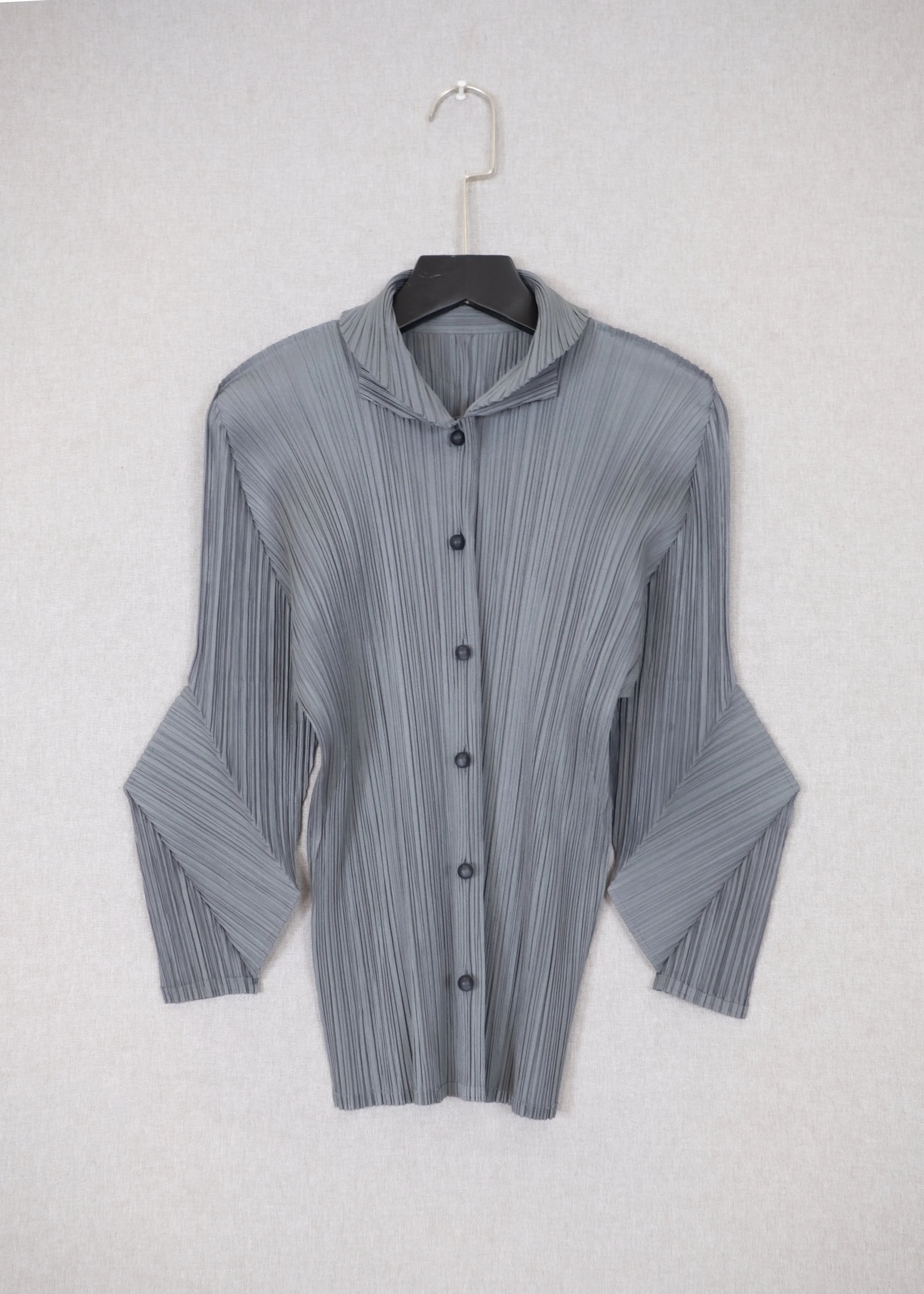 Pleats Please Issey Miyake Origami Pleated Sleeves Buttons Up