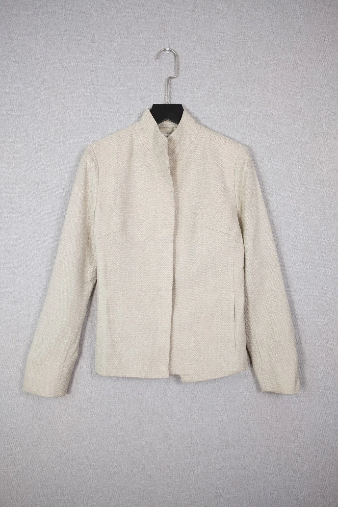 Minimal Sculpted Ivory Hidden Buttons Jacket