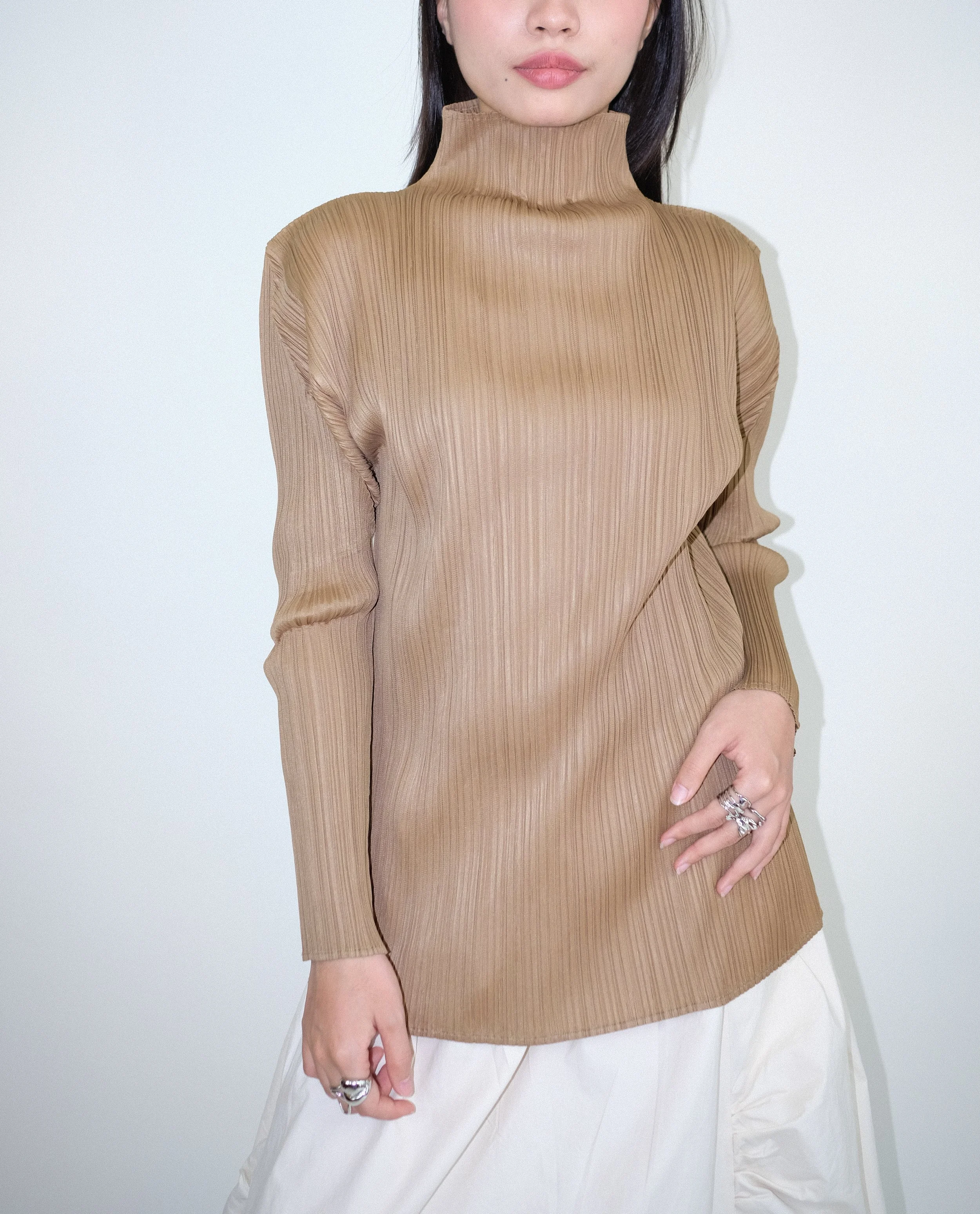 Issey Miyake Classic HighNeck Pleated Top