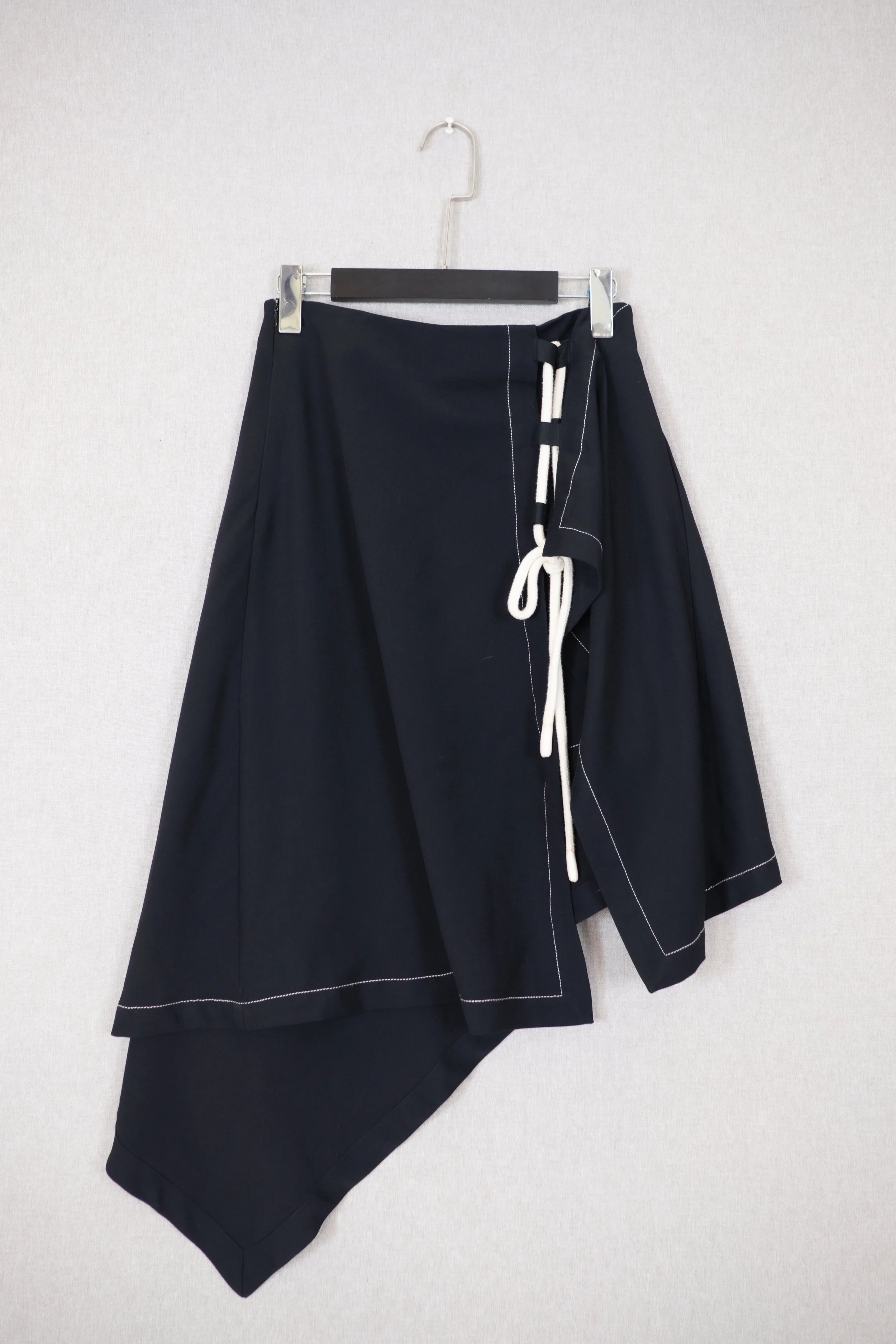 Cotton Asymmetrical Skirt With Drawstring