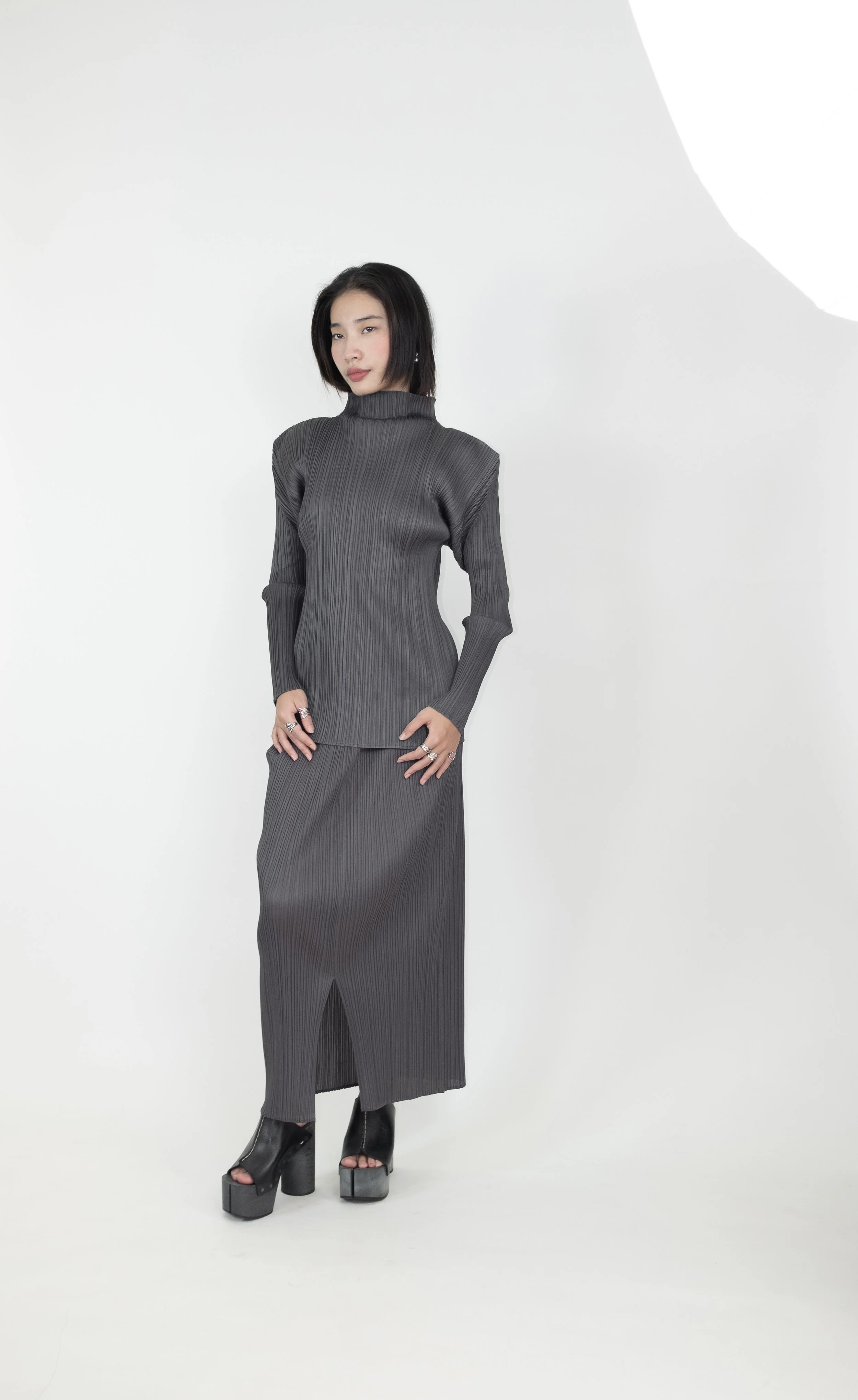 Pleats Please Issey Miyake Classic Pleated Skirt With Slit