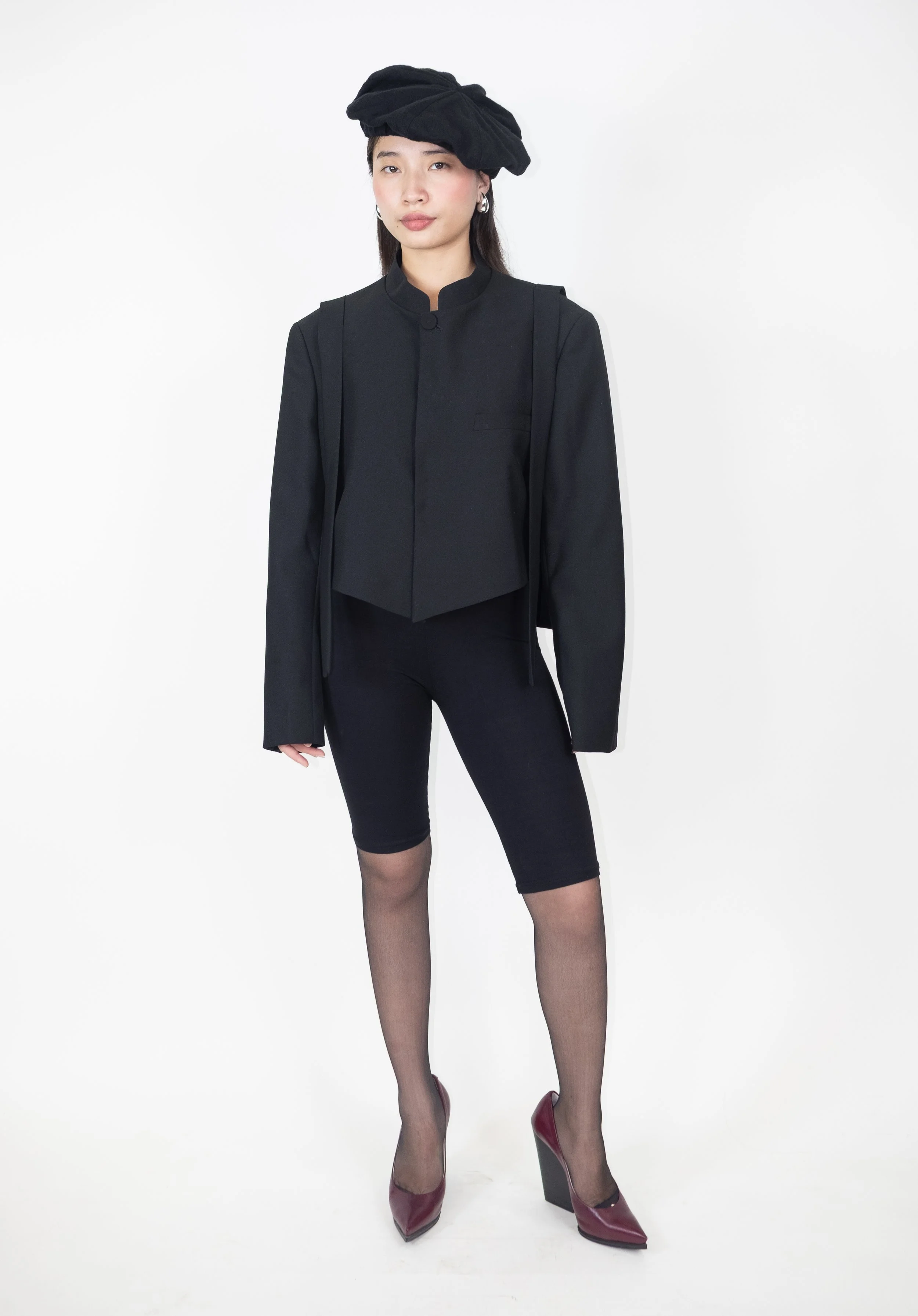 Vapourblue Single Breasted Crop Blazer