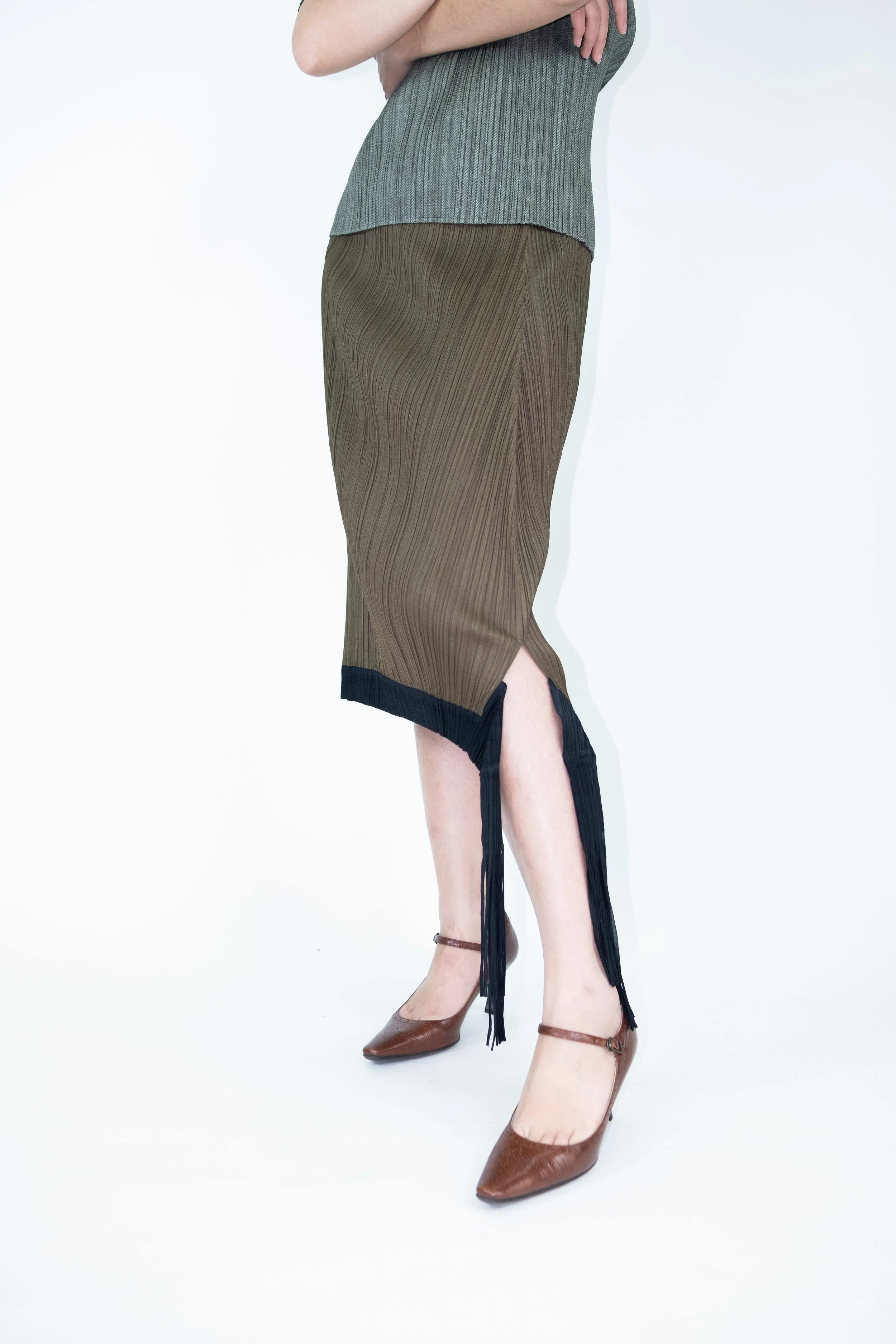 Pleats Please Issey Miyake Classic Pleated Tassel Skirt