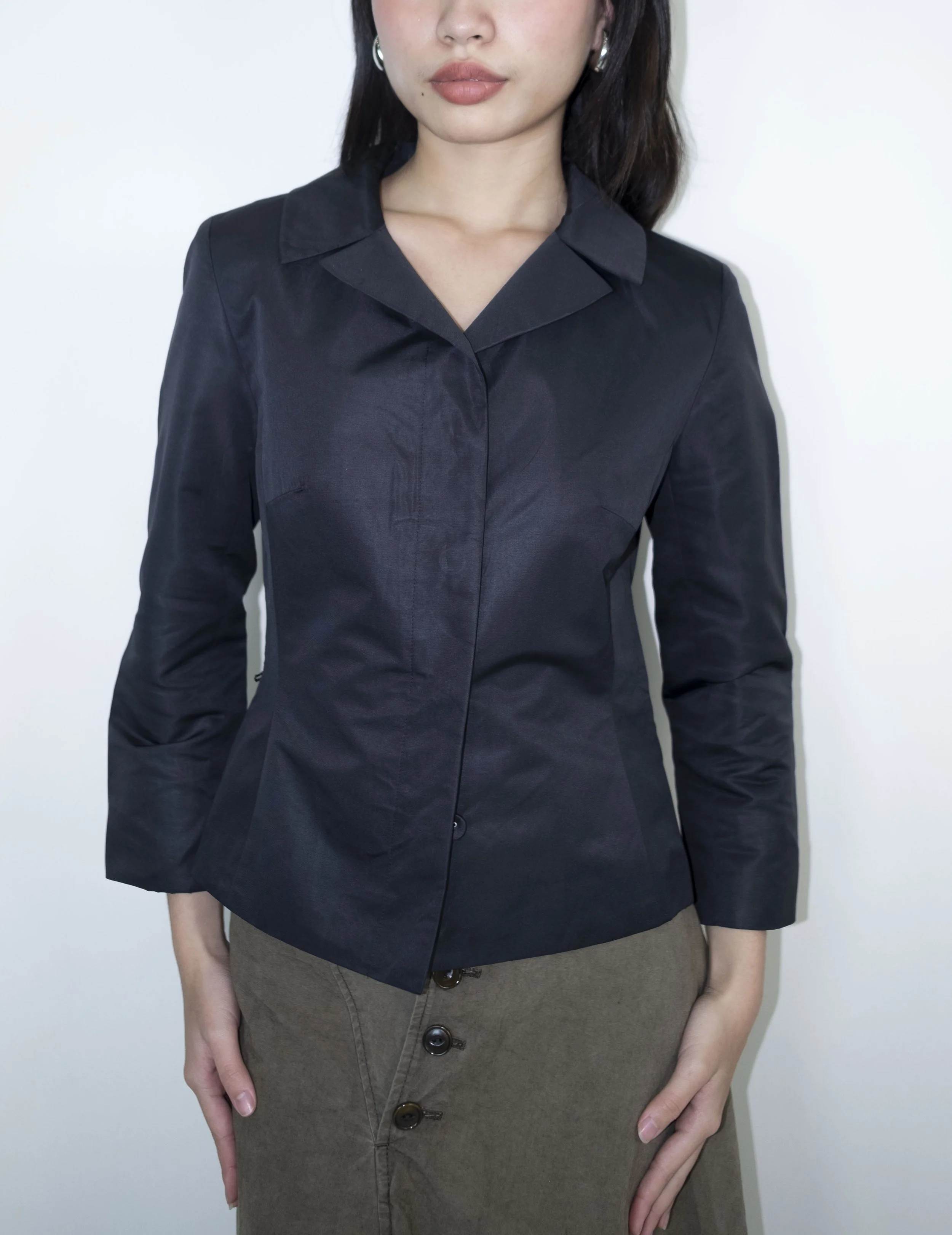 Black Sculpted Waist Jacket