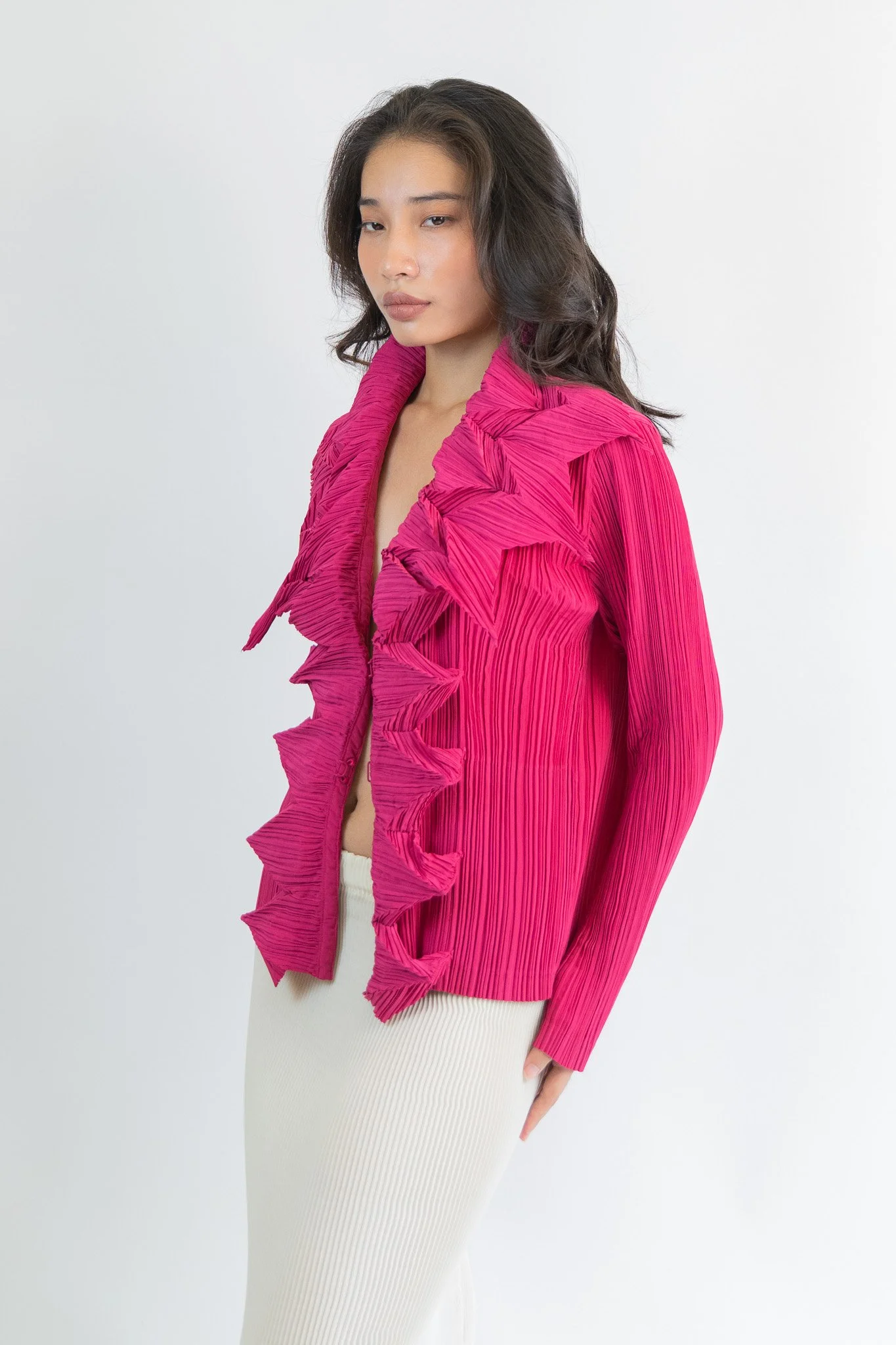FETE Issey Miyake Spiky Collar Pleated Jacket