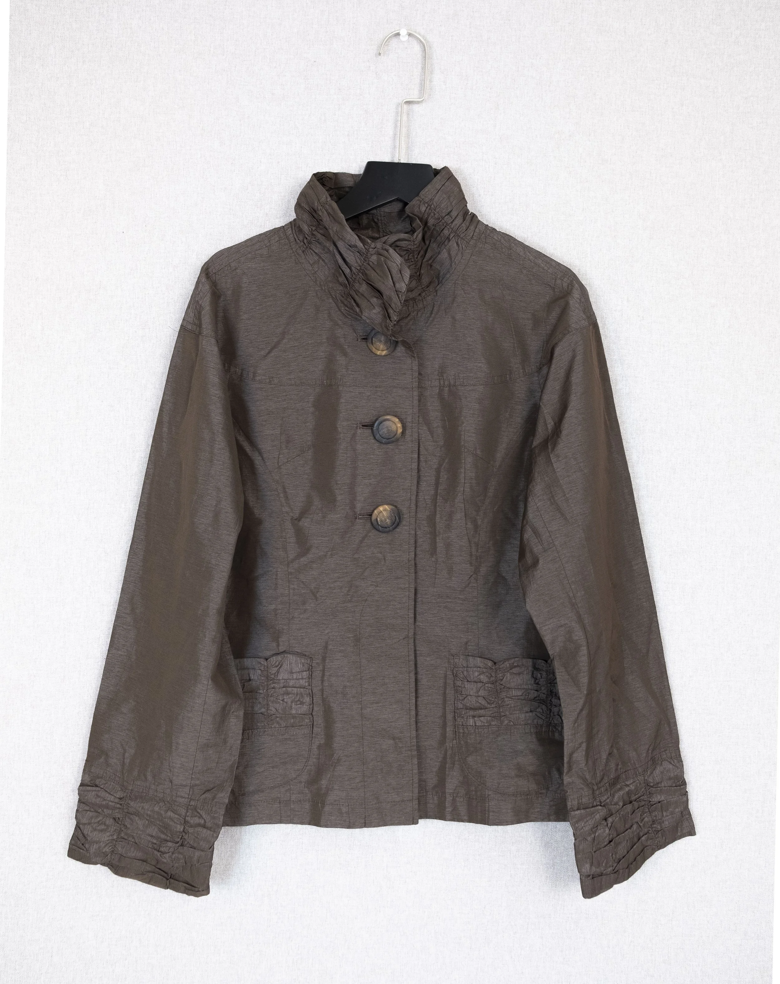 Pleated Organza Twist-Front Scarf Top