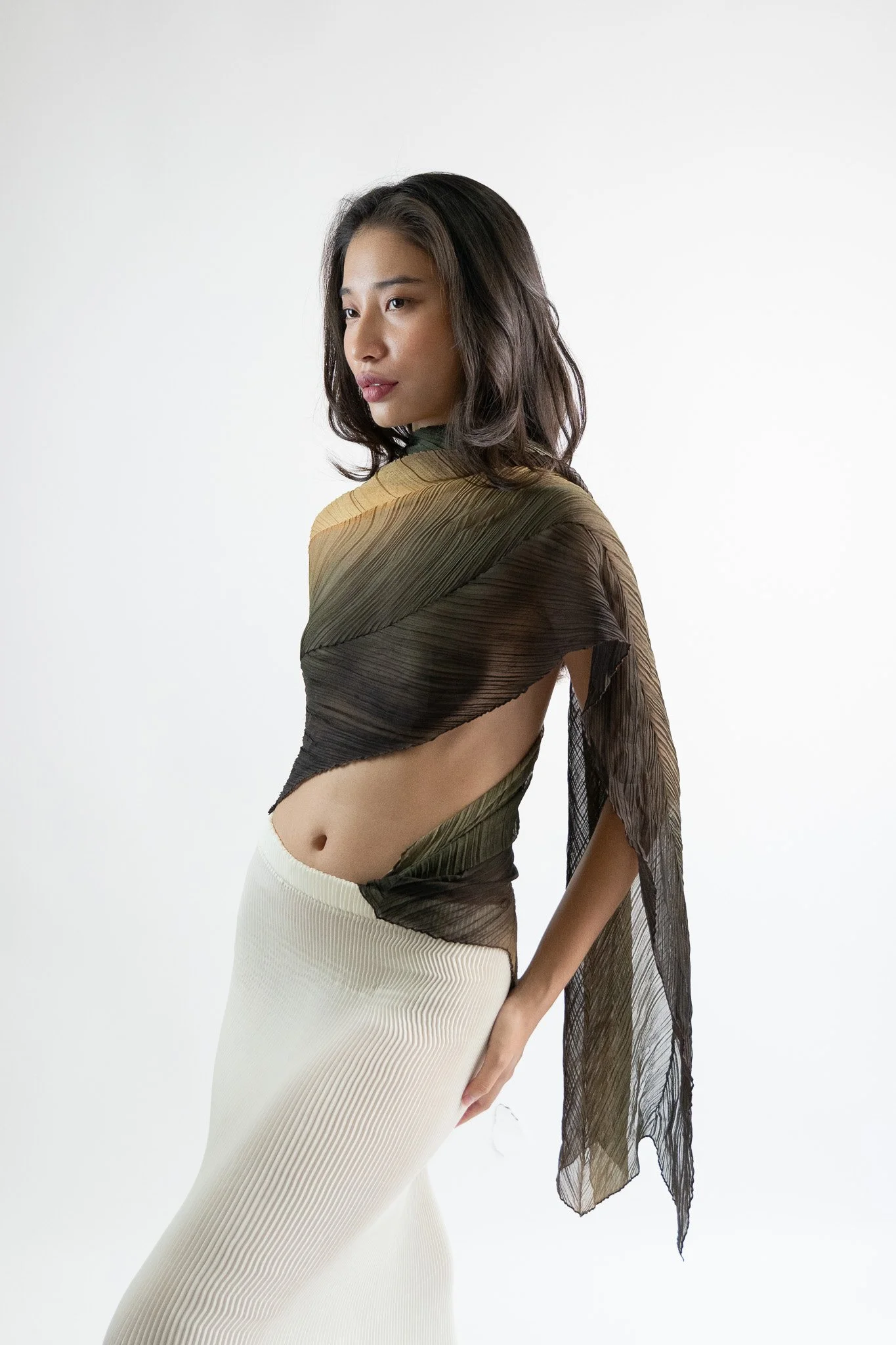 Gradient Printed Pleated Stole