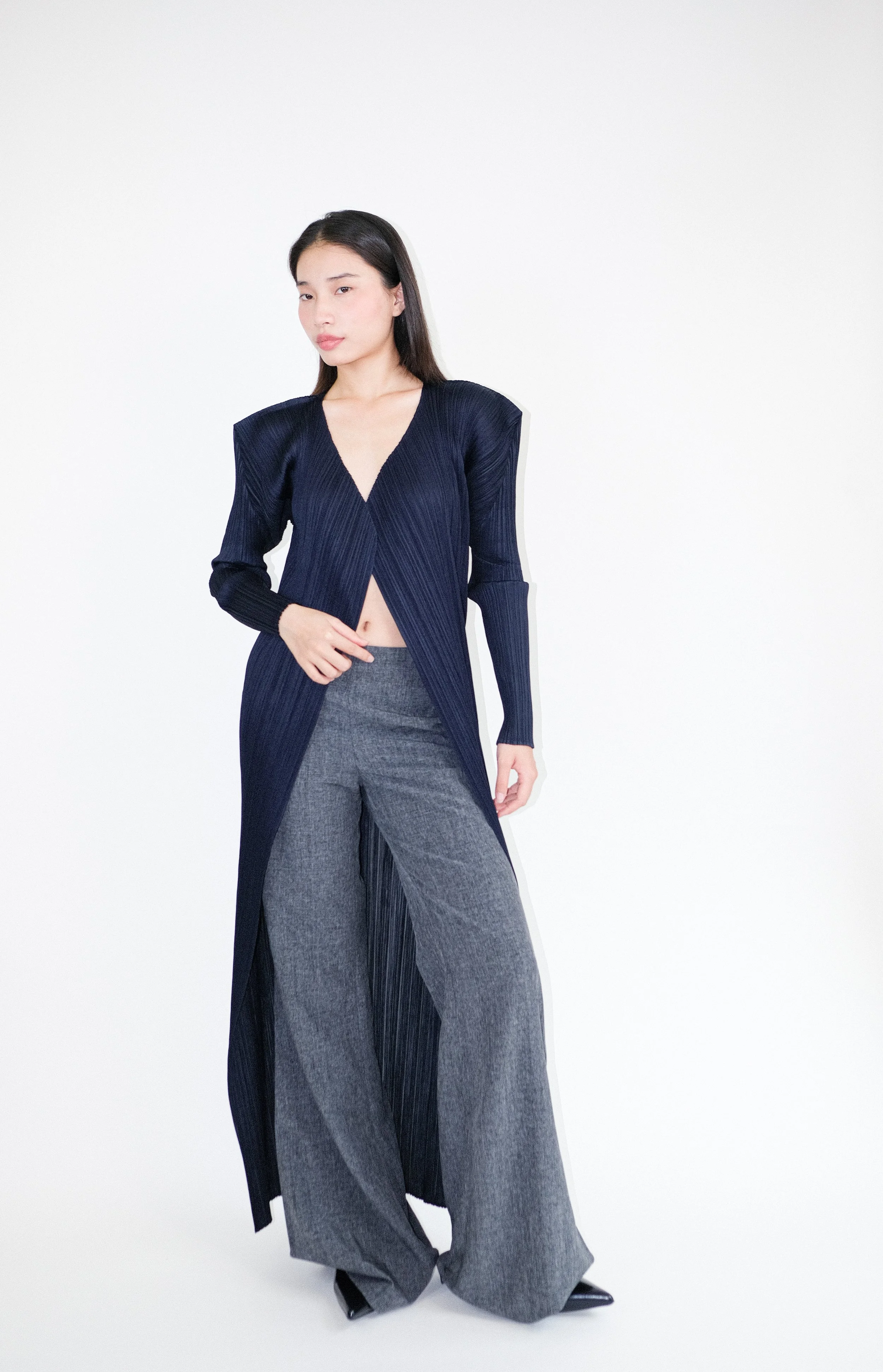 Pleats Please Issey Miyake Classic Pleated Long Coat
