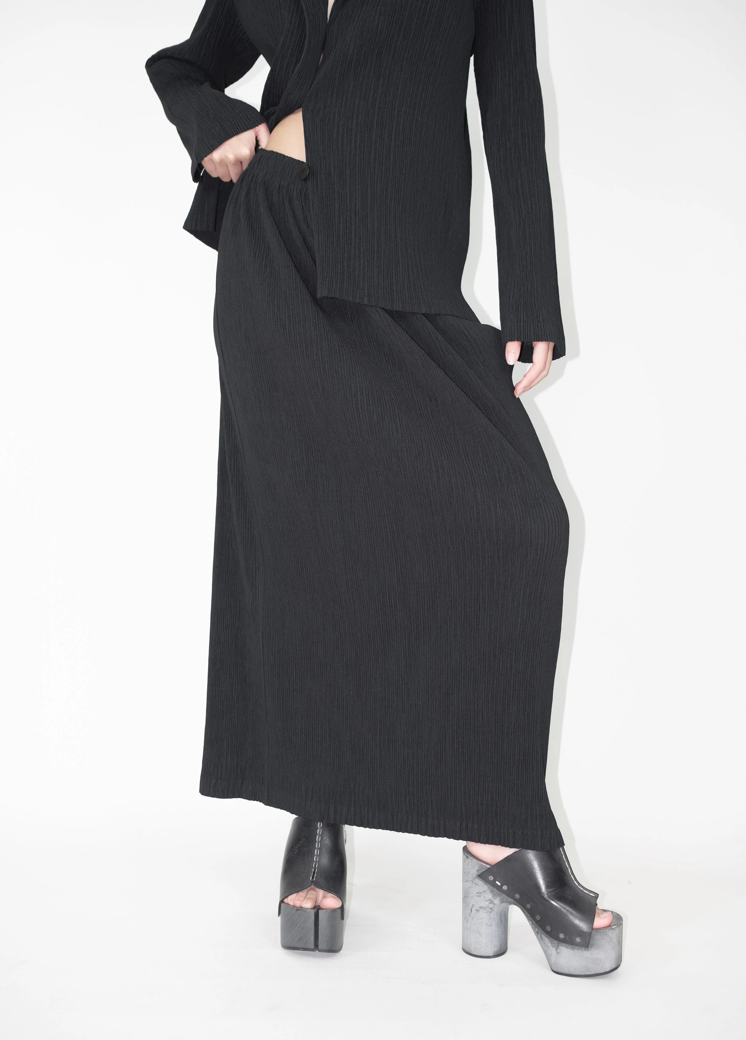 Issey Miyake Classic Fishbone Pleated Skirt