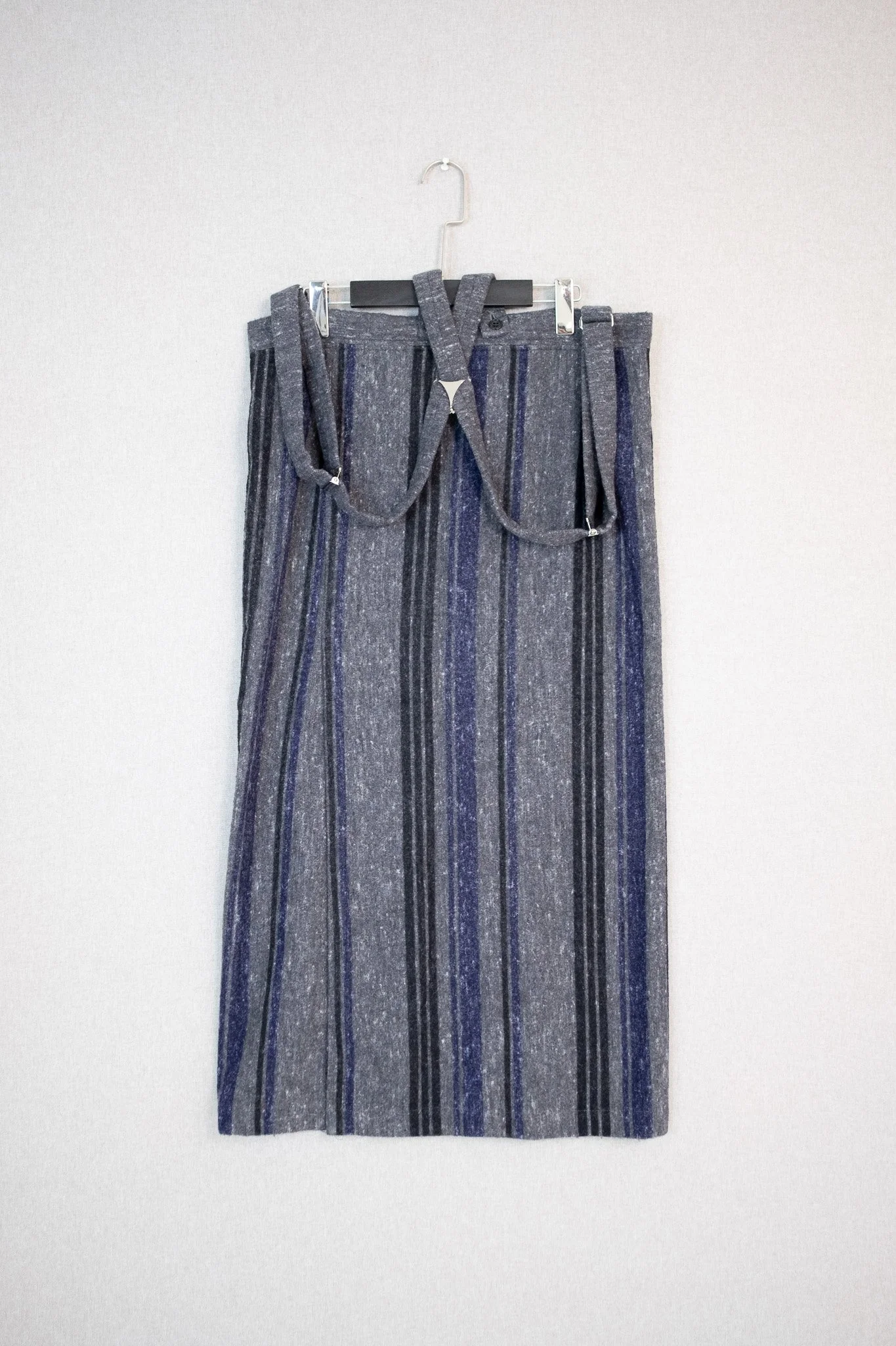 90s Yohji Yamamoto Y's Wool Checked Boxy Suspender Skirt
