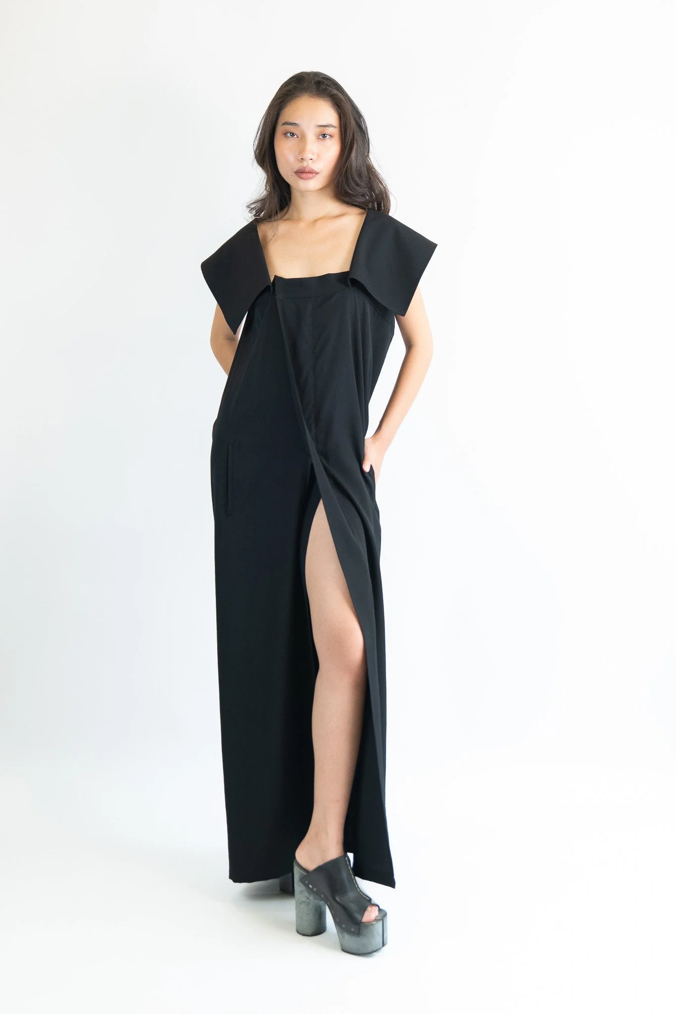 Yohji Yamamoto Wool Double Zips Deformed Dress