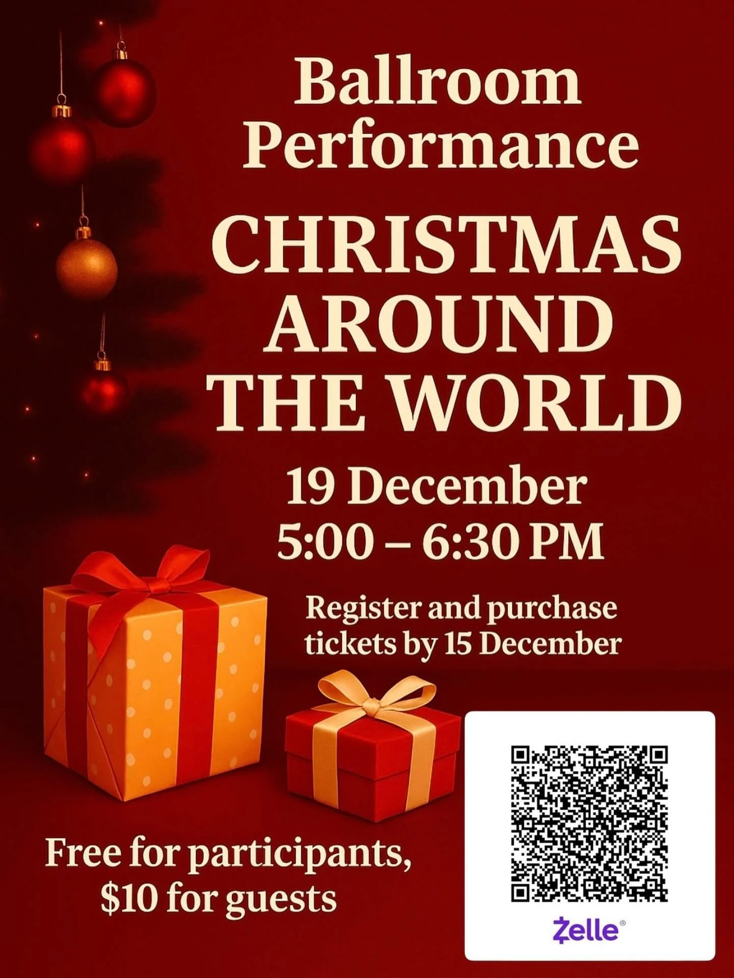 🎄✨Join us for a magical holiday show!✨🎄 
We&rsquo;re excited to invite you to our Ballroom Performance - &laquo;Christmas Around the World&raquo; on December 19th from 5:00 to 6:30 PM.

Come support our dancers, enjoy beautiful performances, and ce