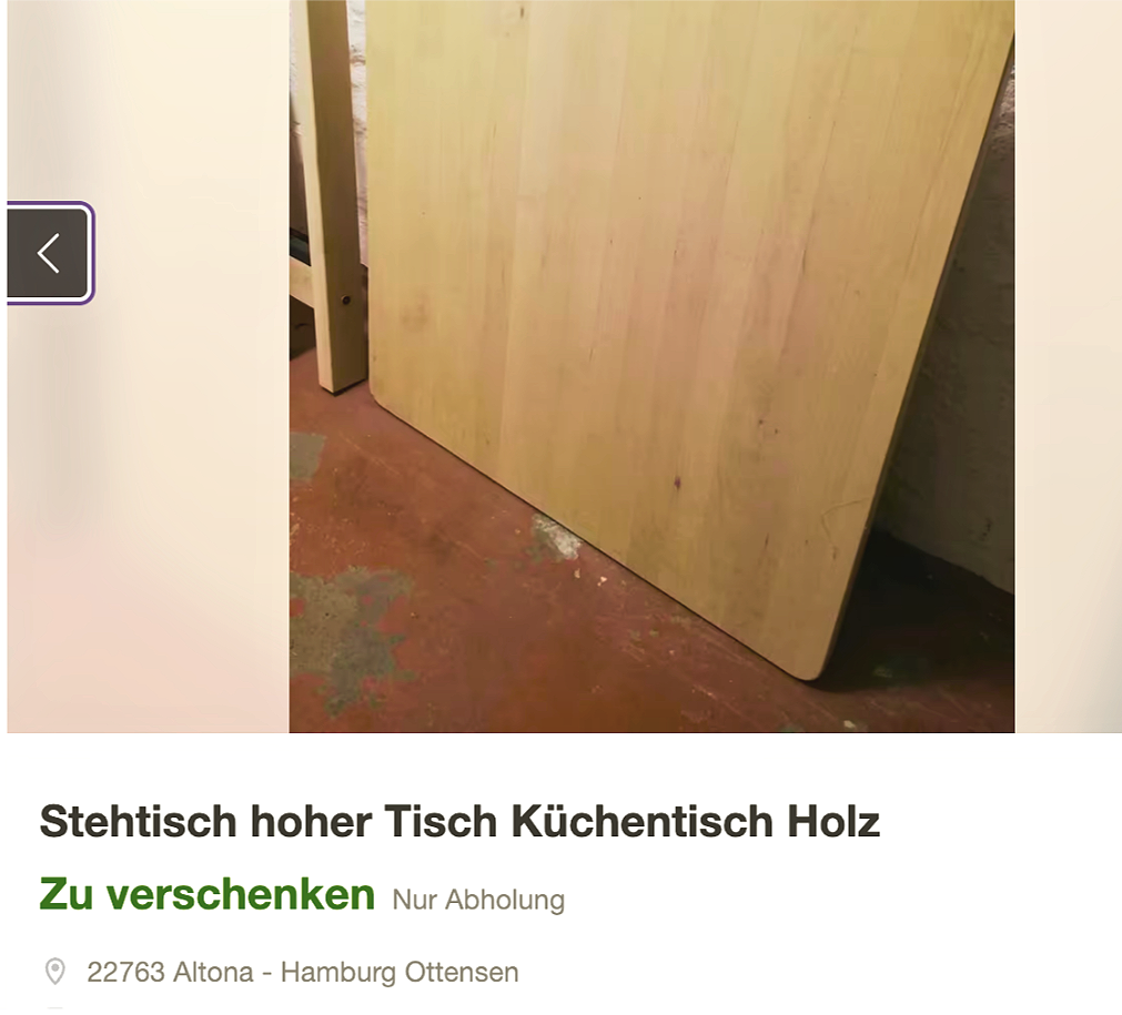 Tisch zu verschenken