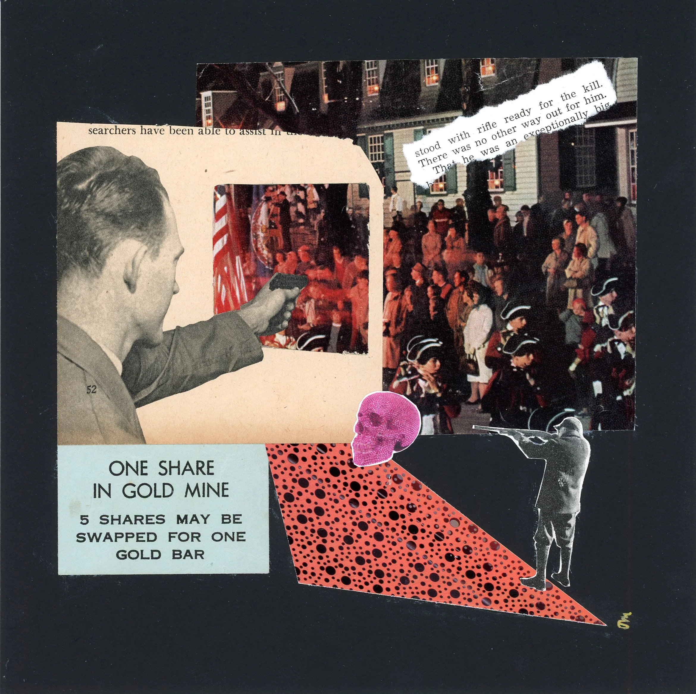 The Death Cult Suite No. 3, collage, 8 by 8 inches, 2025