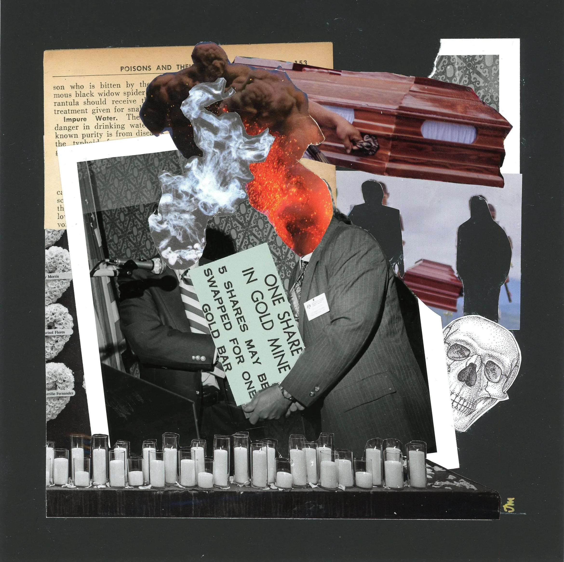 The Death Cult Suite No. 5, collage, 8 by 8 inches, 2025