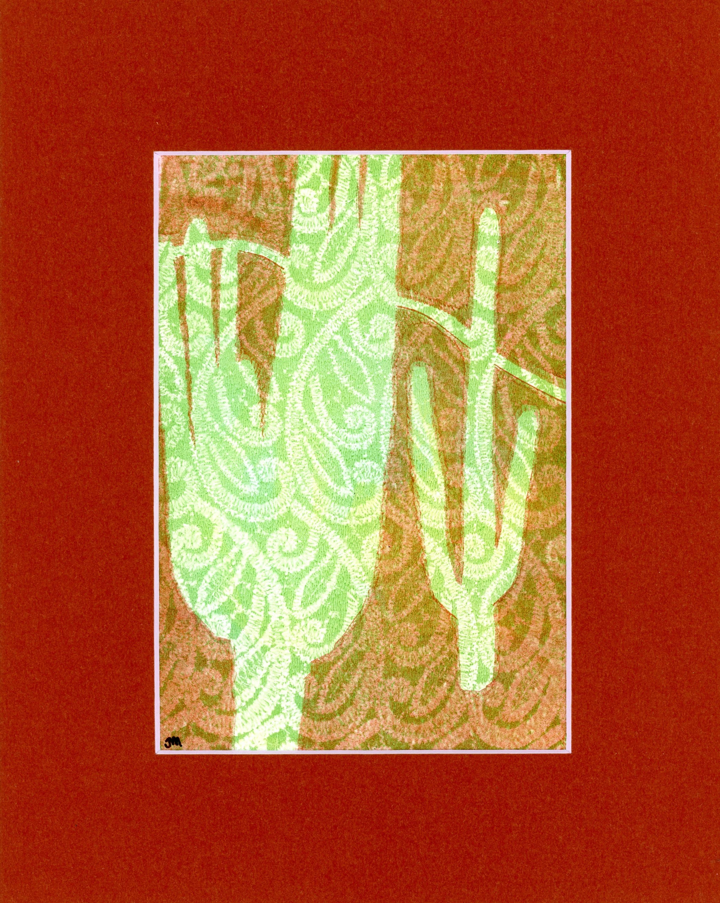 Saguaro pair in wallpaper_monoprint_2 of 30_5by7_2025002.jpg