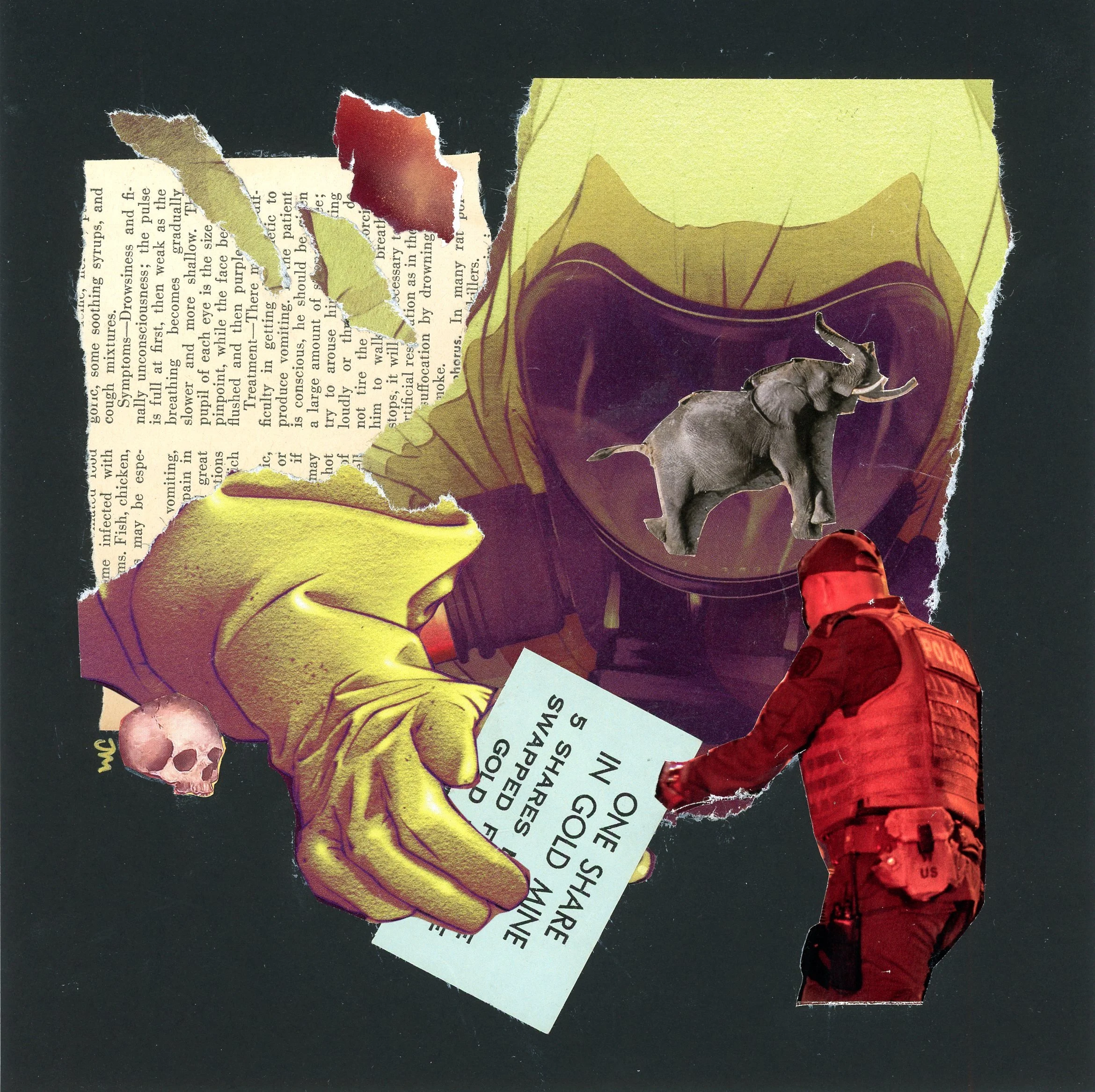 The Death Cult Suite No. 4, collage, 8 by 8 inches, 2025