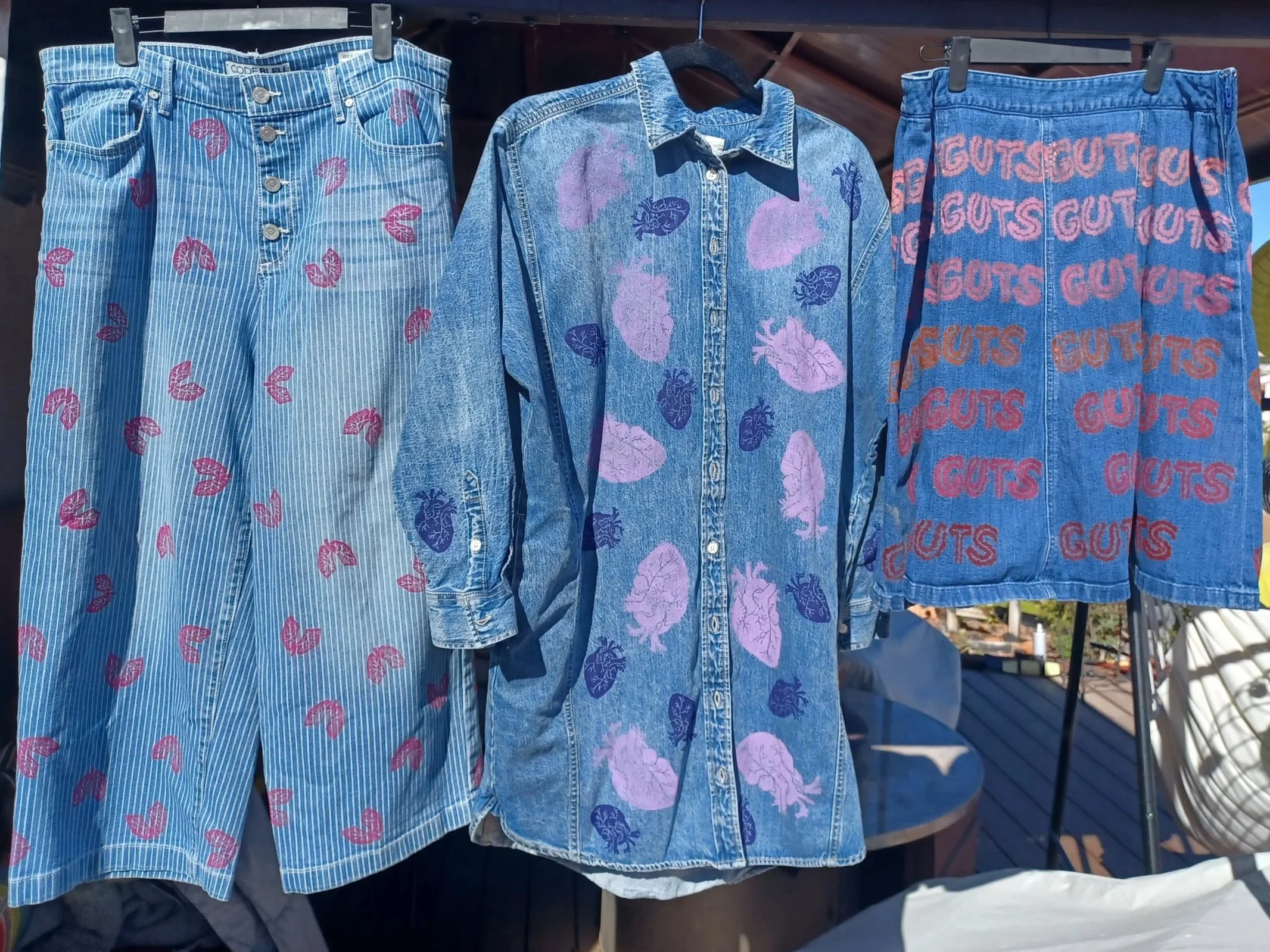Photo of clothing with anatomical lungs, hearts and guts