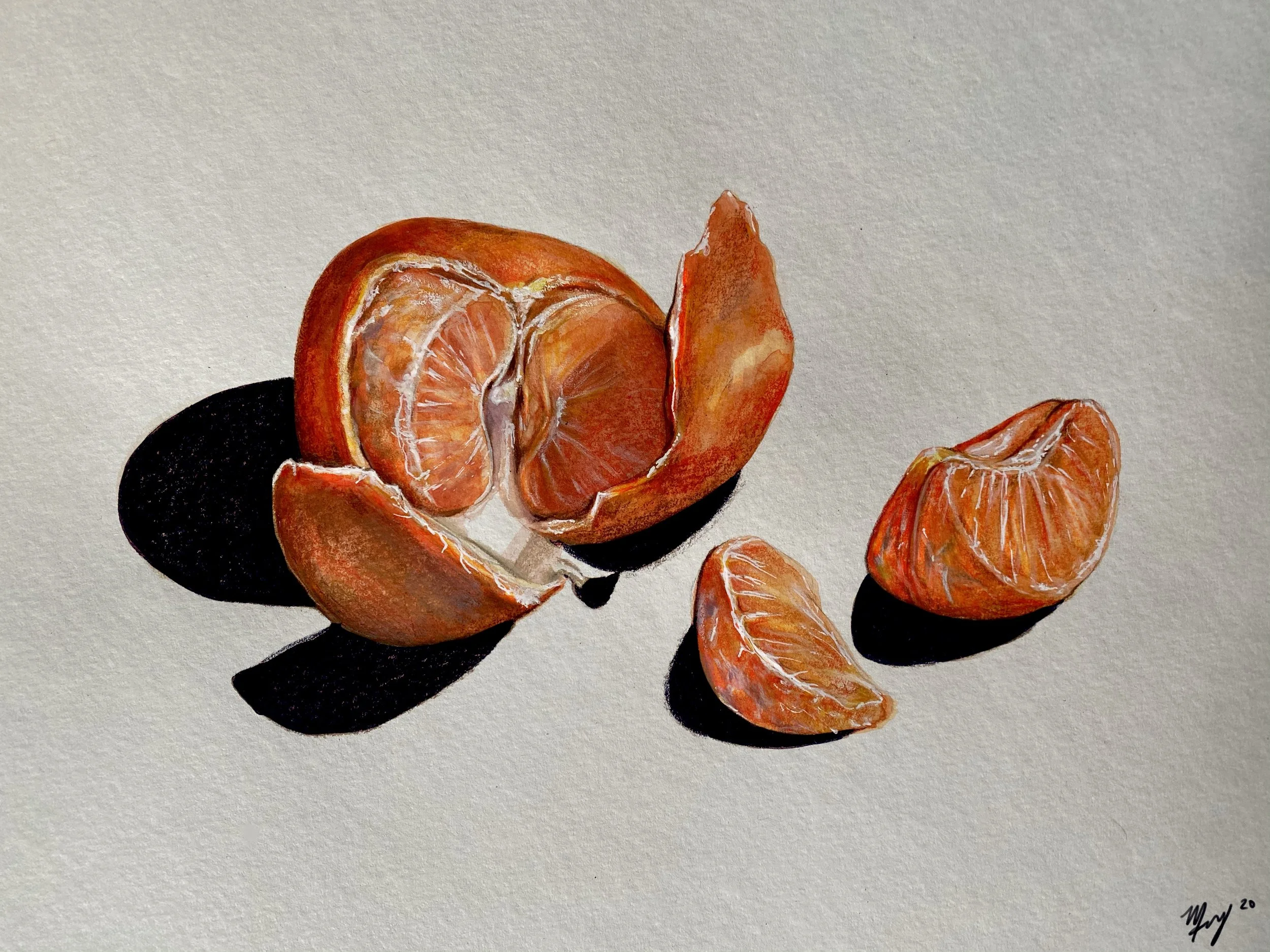 Oranges, 2020. Drawn with coloured pencils.