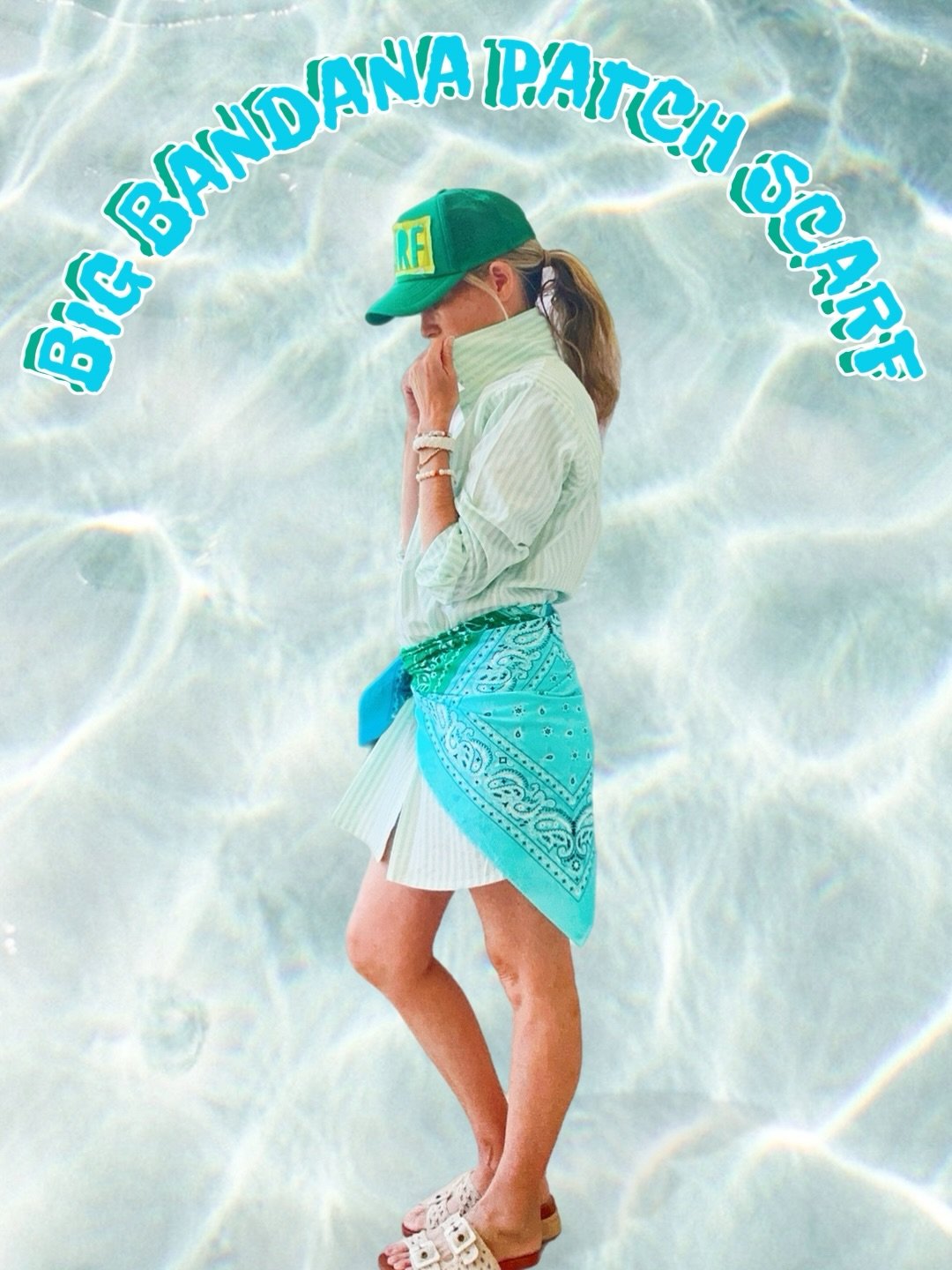 Meet our Bandana Patch Scarf.
40&rdquo; x 40&rdquo; of beach day magic made from soft 100% cotton.

Wear it as a scarf, wrap it around your waist as a pareo, tie it on your bag, use it as a beach blanket, wave it like a little beach flag, or throw it