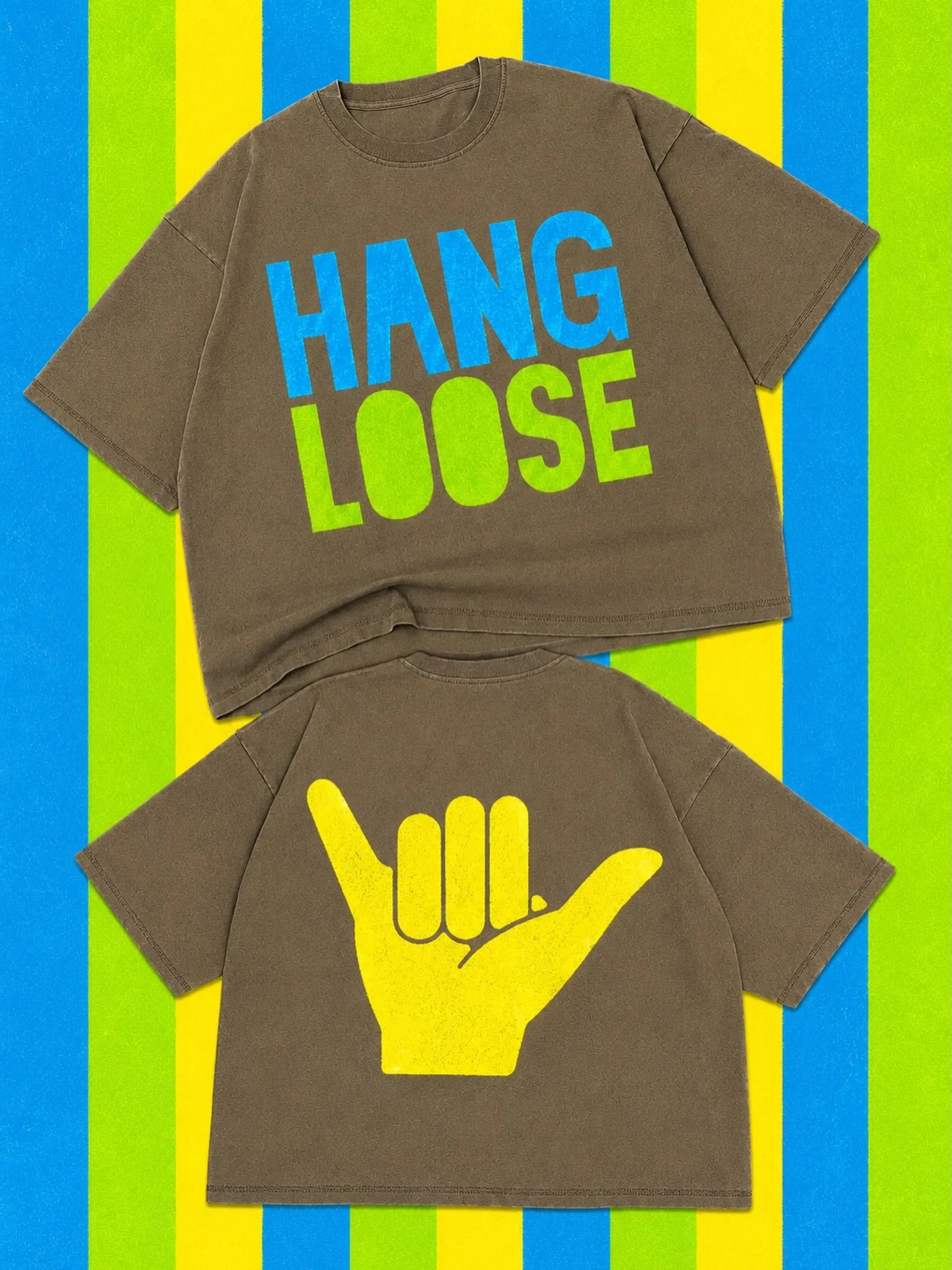 Hang loose. Not just with your hand, with your life. Catch the surf, stay for the sunset, laugh a little louder, and worry a little less. Our Hang Loose Boxy Drop Crop is a reminder to loosen your grip, soak up the sunshine, and enjoy the ride. Becau
