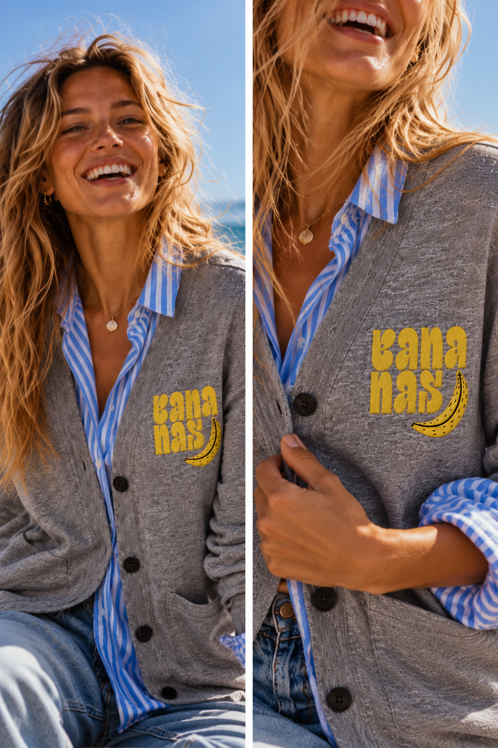 Bananas Embroidered Cardigan
