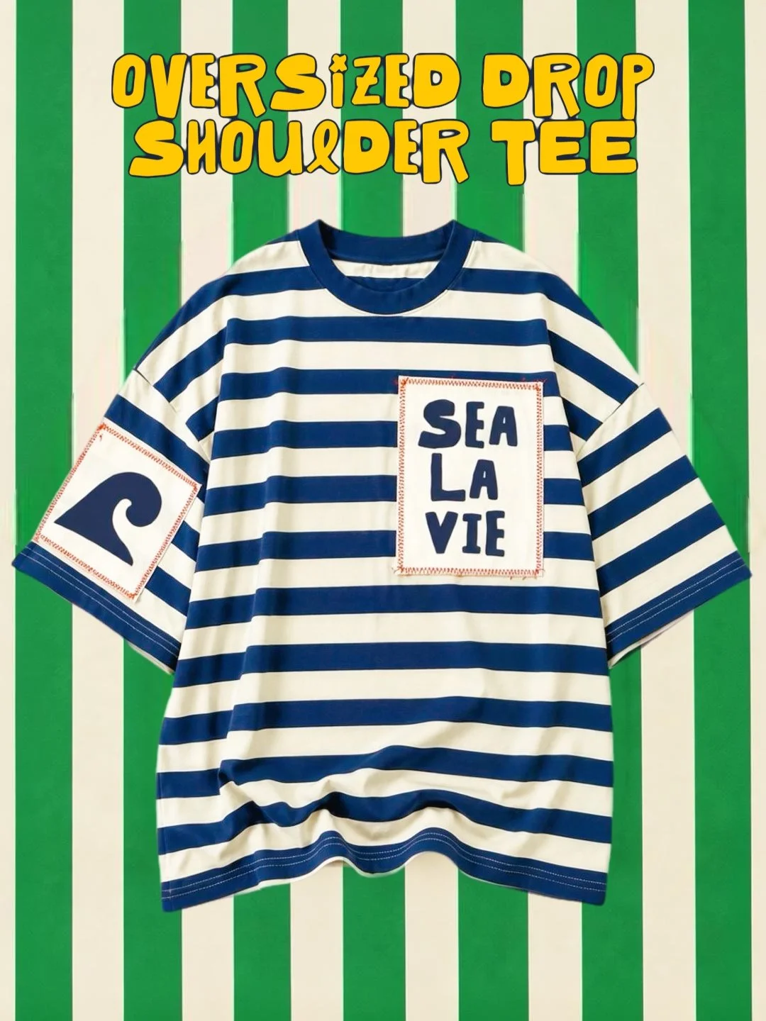 Sea La Vie Oversized Patch Stripe Tee
