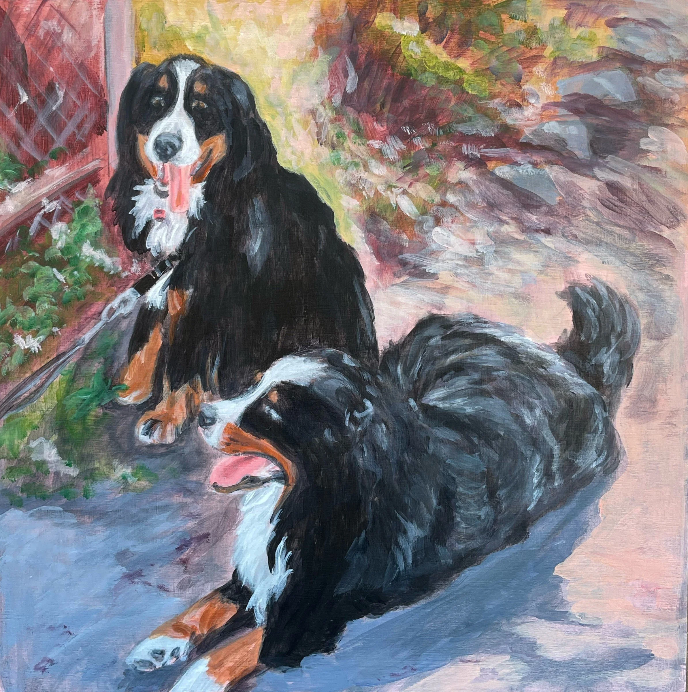 Portrait of Bodhi & Cammy  
8 x 8", acrylic on gallery canvas  
sold on commission