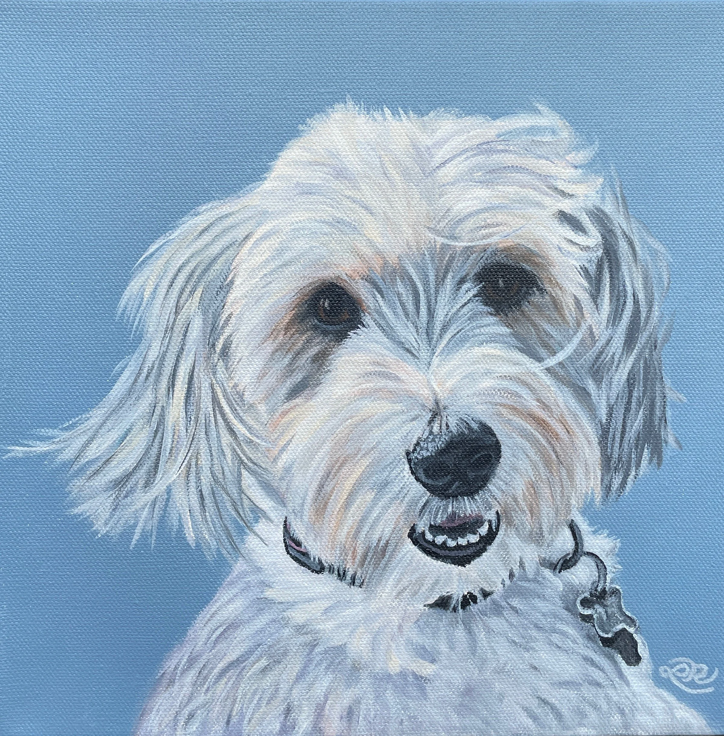 Portrait of Eddy  
10 x 10", acrylic on gallery canvas  
sold on commission