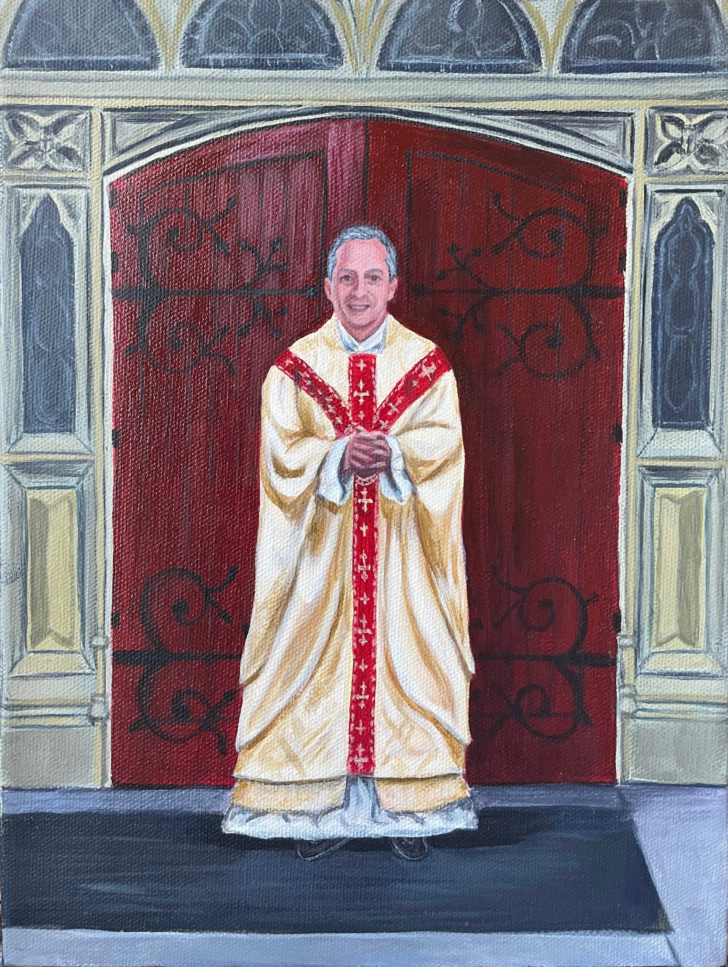 Portrait of Father Frank
9 x 12", acrylic on gallery canvas
sold on commission