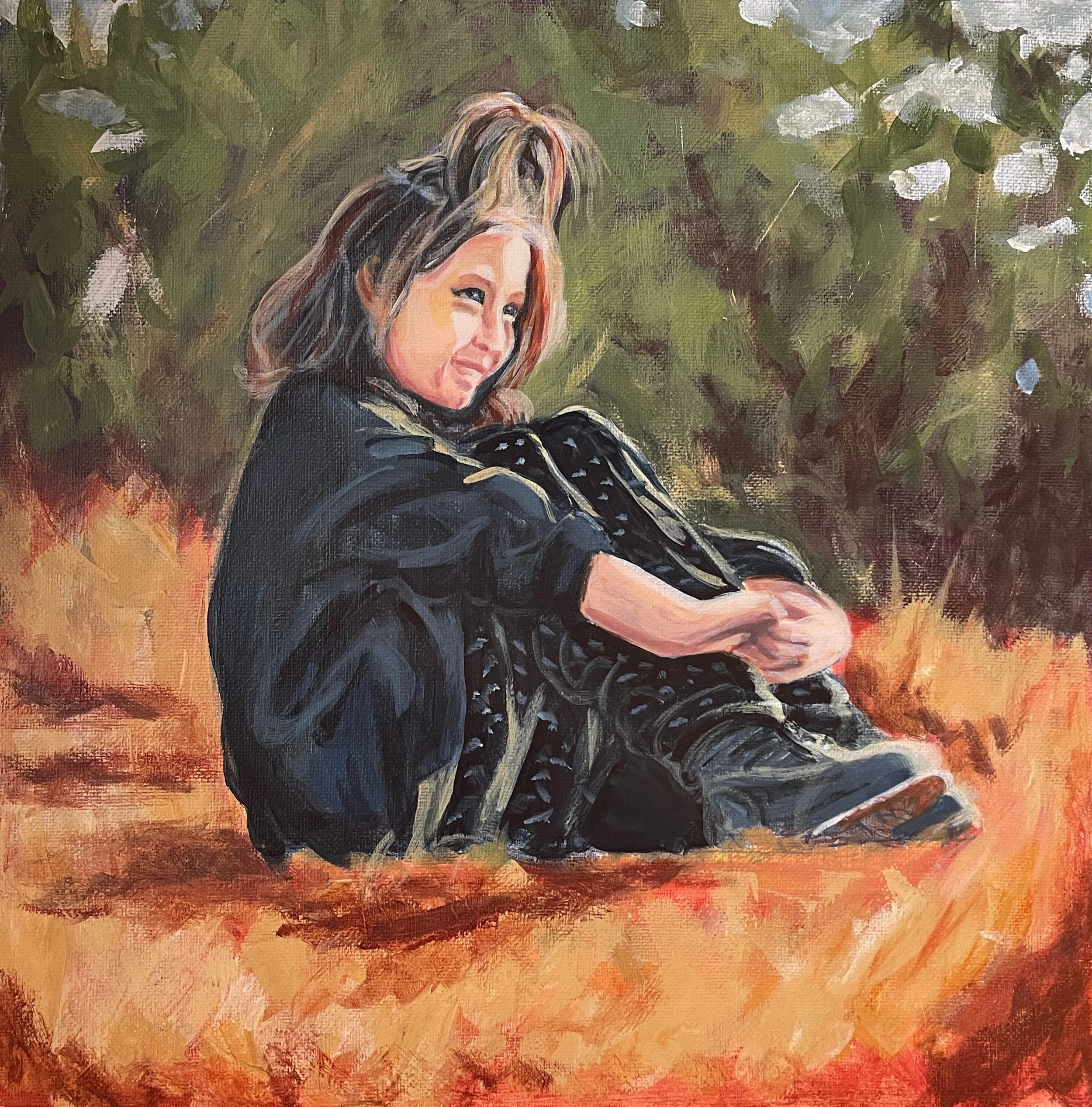 In The Sun  
10 x 10", acrylic on paper  
created in a lesson with Acrylic University with Dianna Shyne