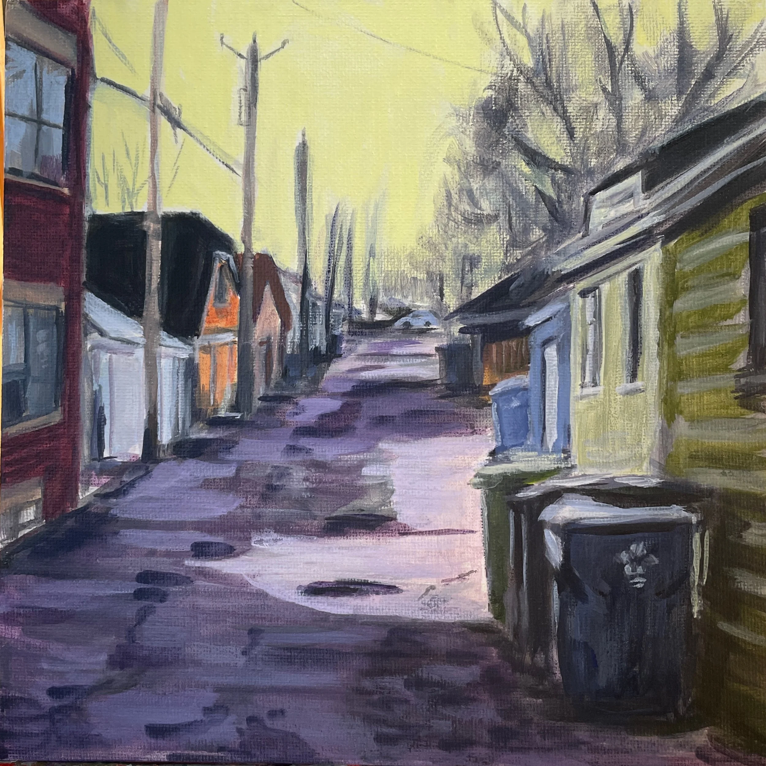 North Toronto Back Alley Charm - A Study  
8 x 8", acrylic on canvas board  
sold on commission