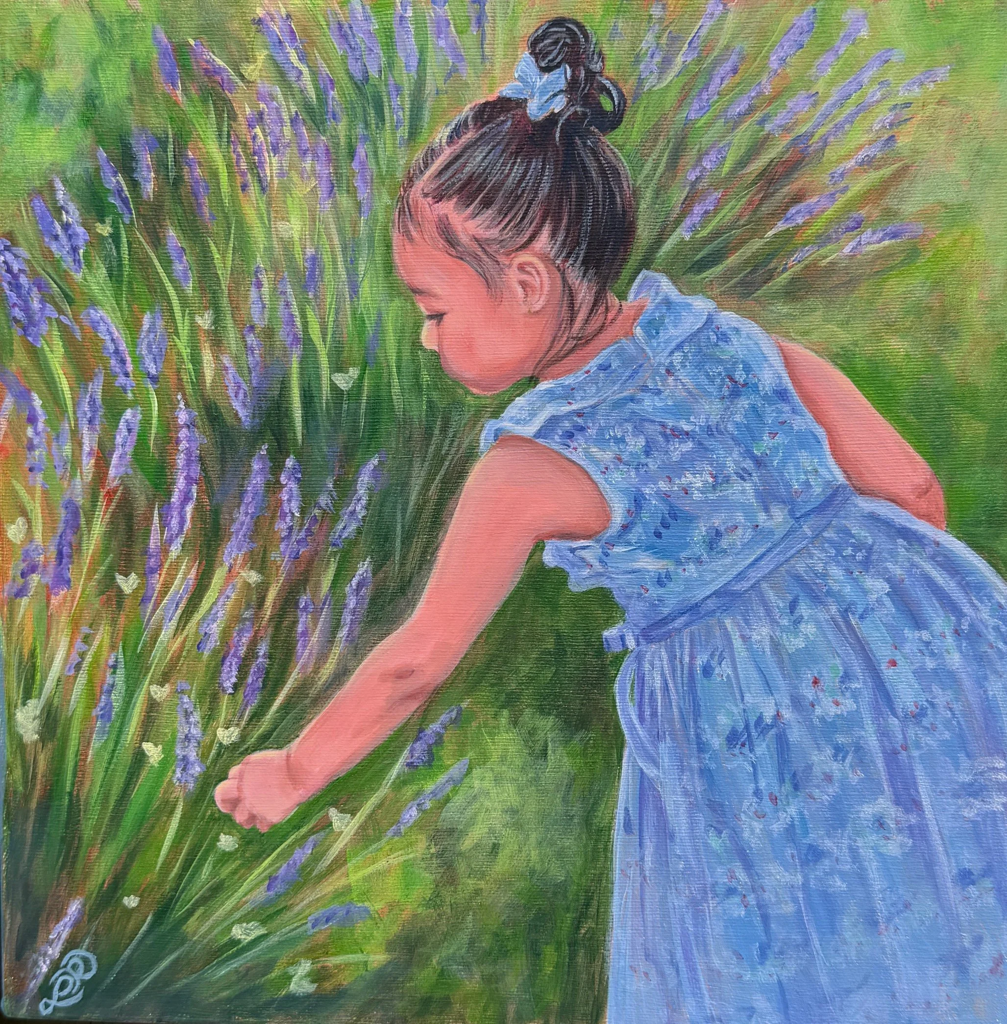 Hello Little Flower  
12 x 12", acrylic on gallery canvas  
$250, unframed