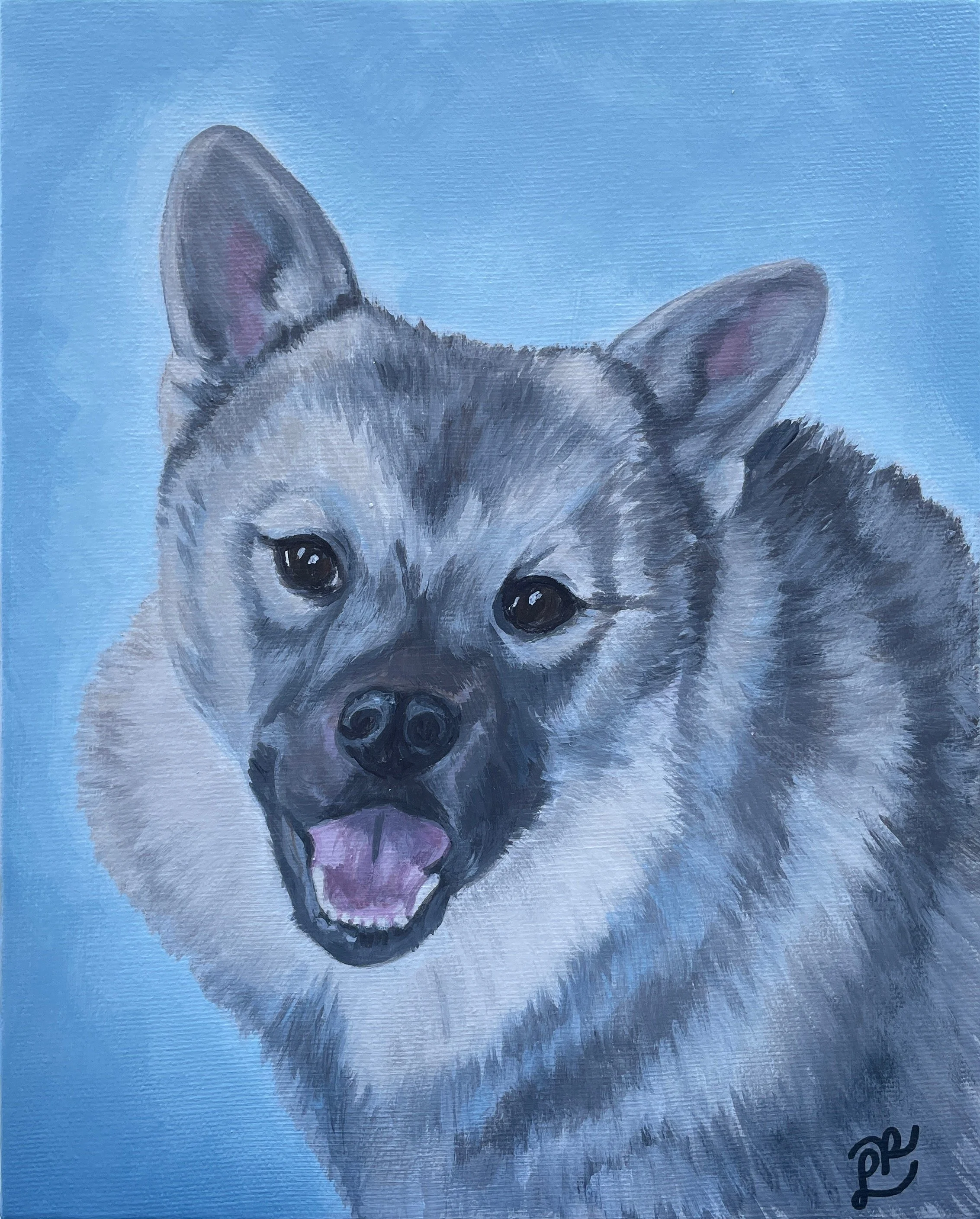 Portrait of Mini  
8 x 10", acrylic on gallery canvas  
sold on commission