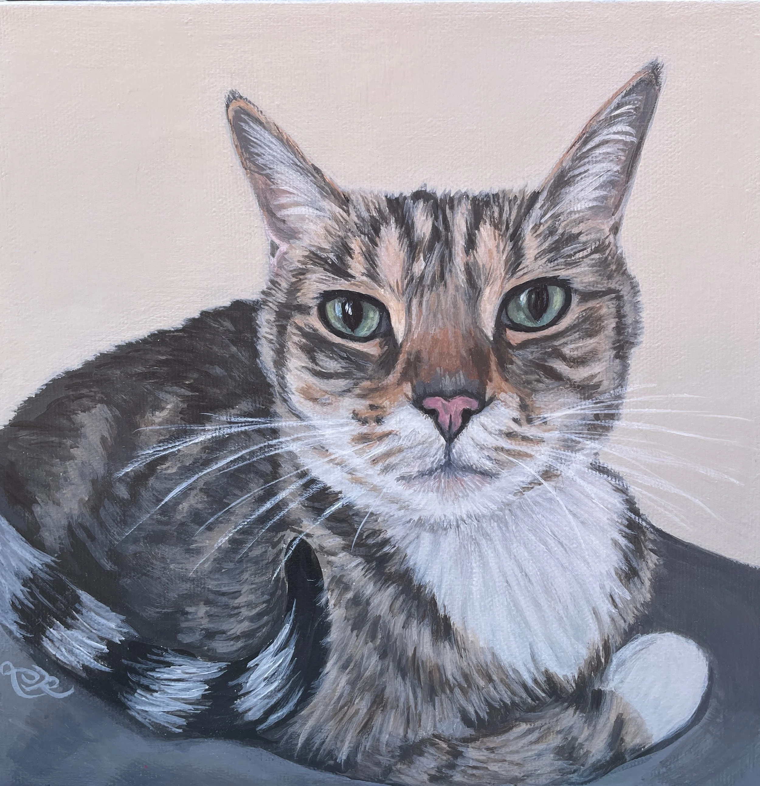 Portrait of Ella  
8 x 8", acrylic on gallery canvas  
sold on commission