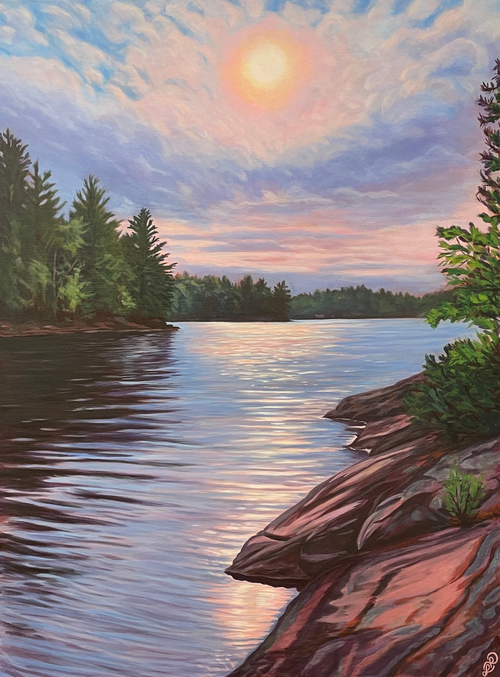 Boathouse Glisten  
30 x 40", acrylic on gallery canvas  
sold on commission