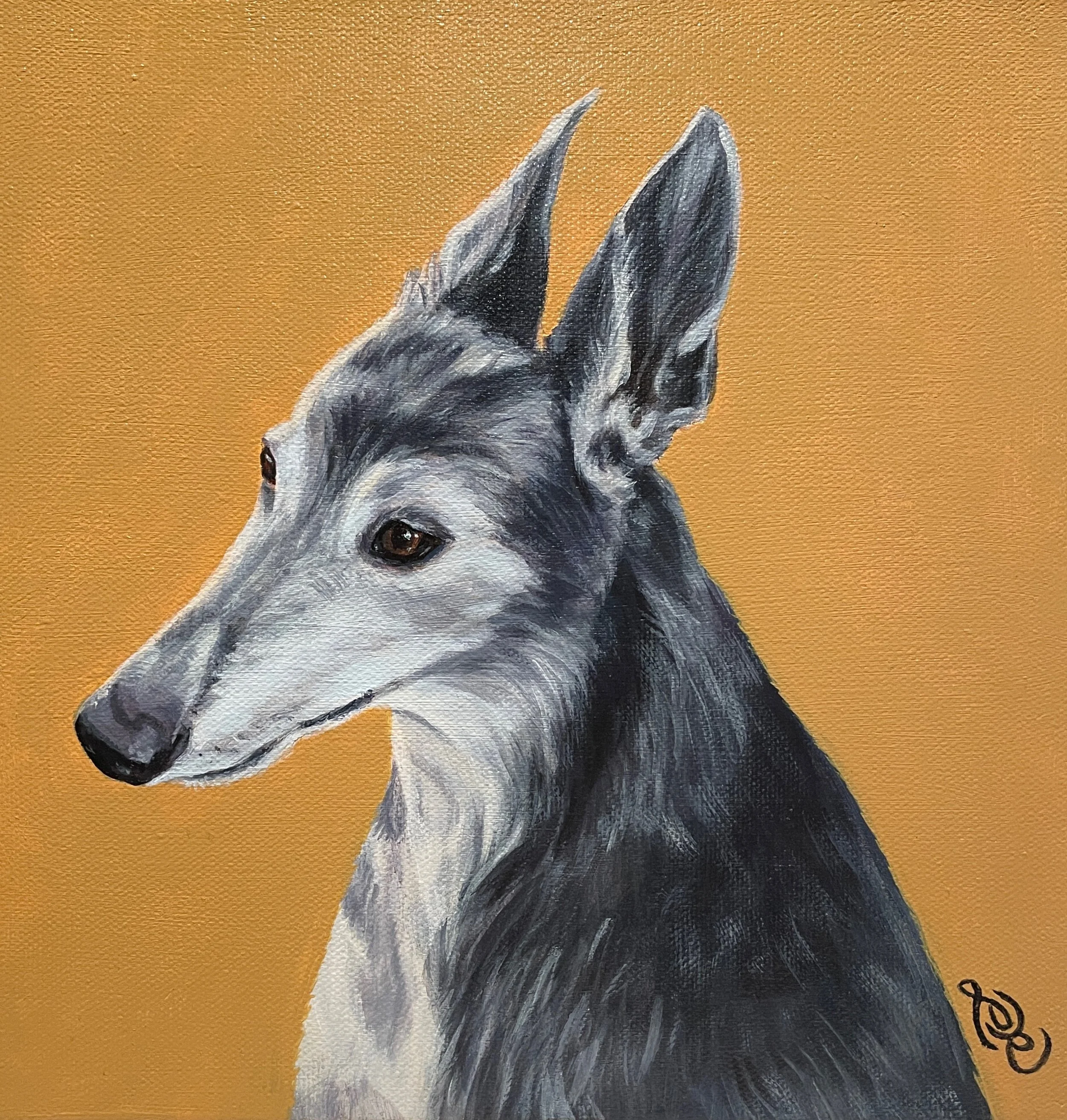 Portrait of Stella 
10 x 10", acrylic on gallery canvas  
sold on commission