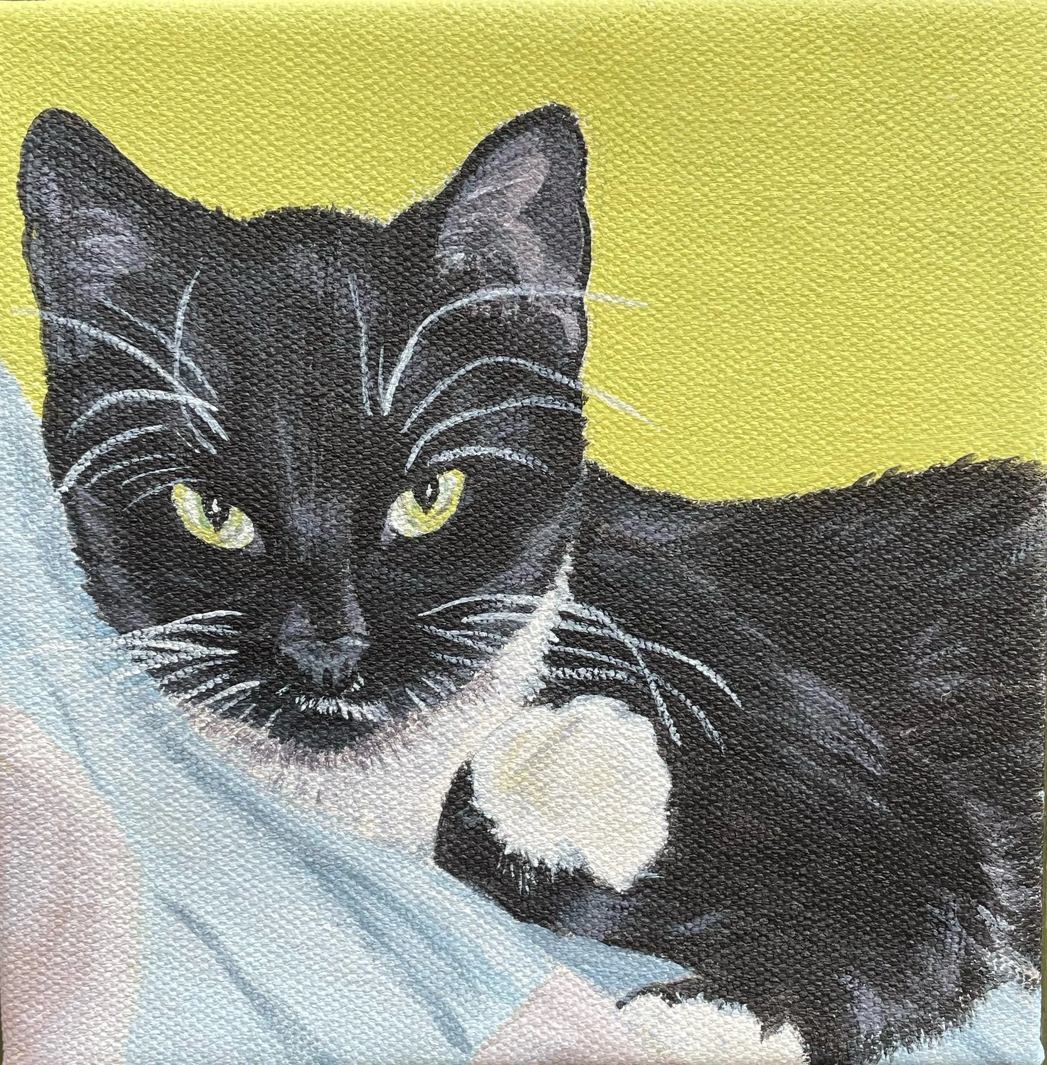 Portrait of Downie  
6 x  6", acrylic on gallery canvas  
sold on commission