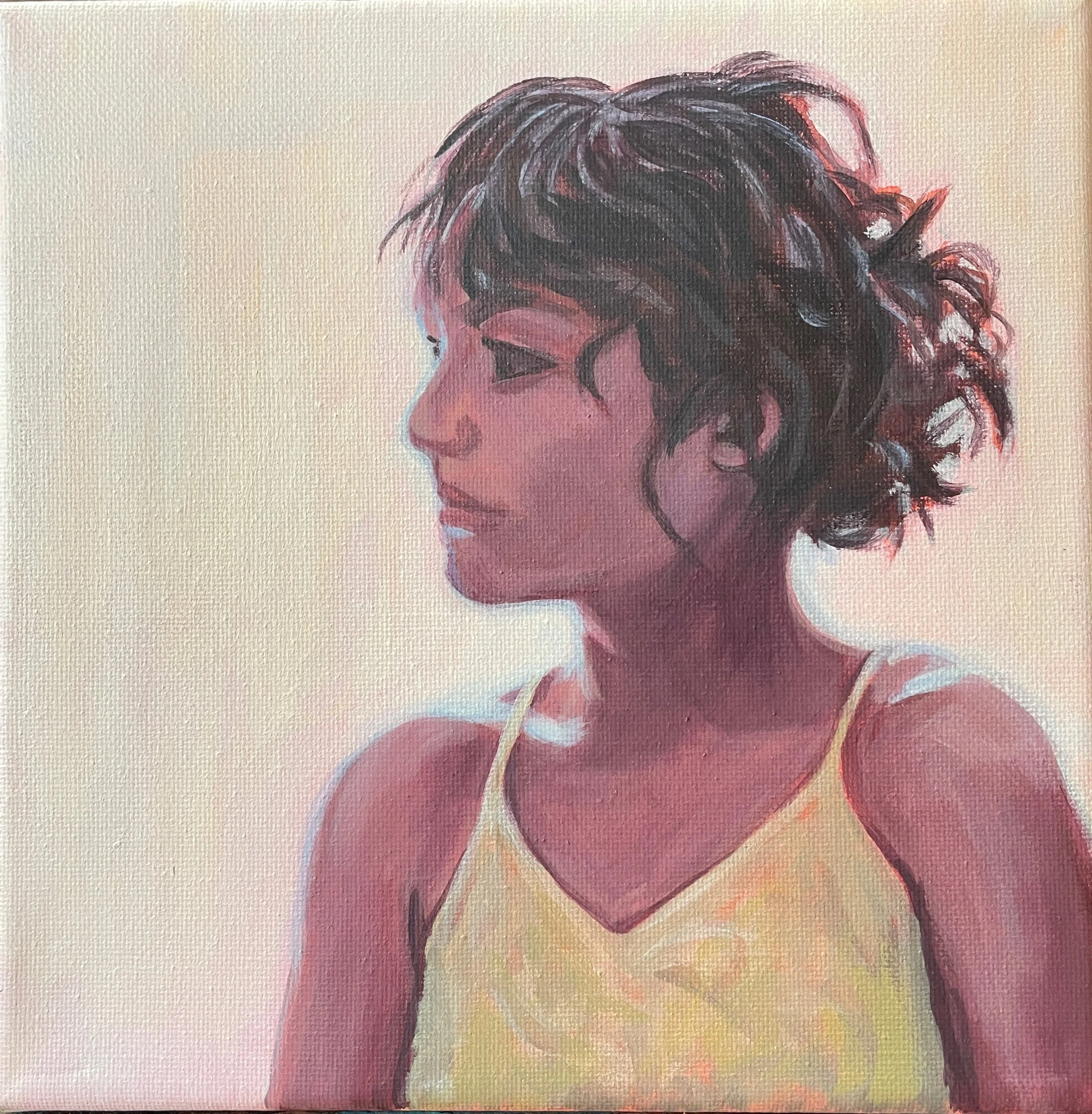 Model by a Window  
8 x 8", acrylic on stretched canvas  
created in a lesson with Acrylic University with Aimee Erickson