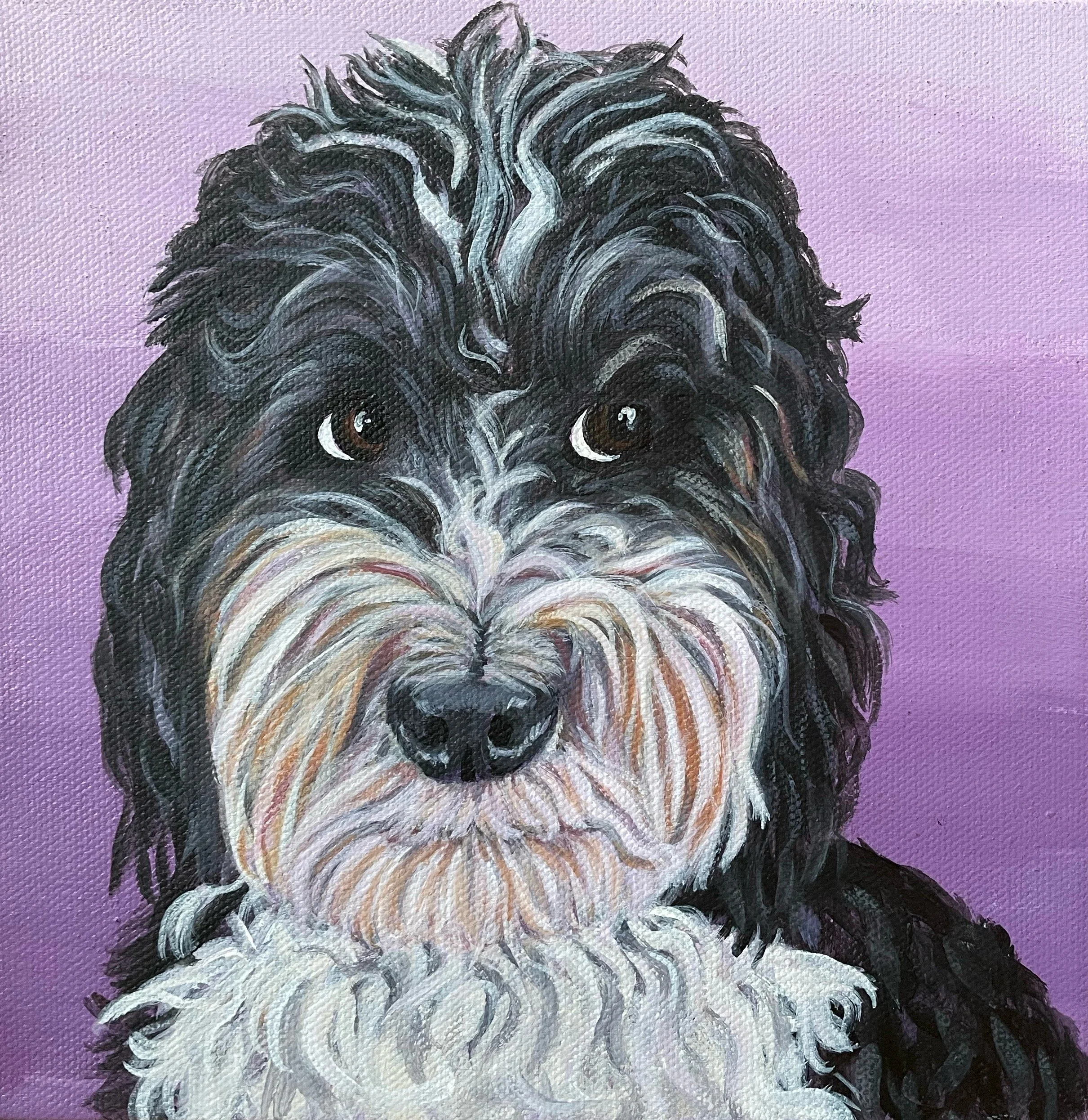Portrait of Georgia
8 x 8", acrylic on gallery canvas  
sold on commission