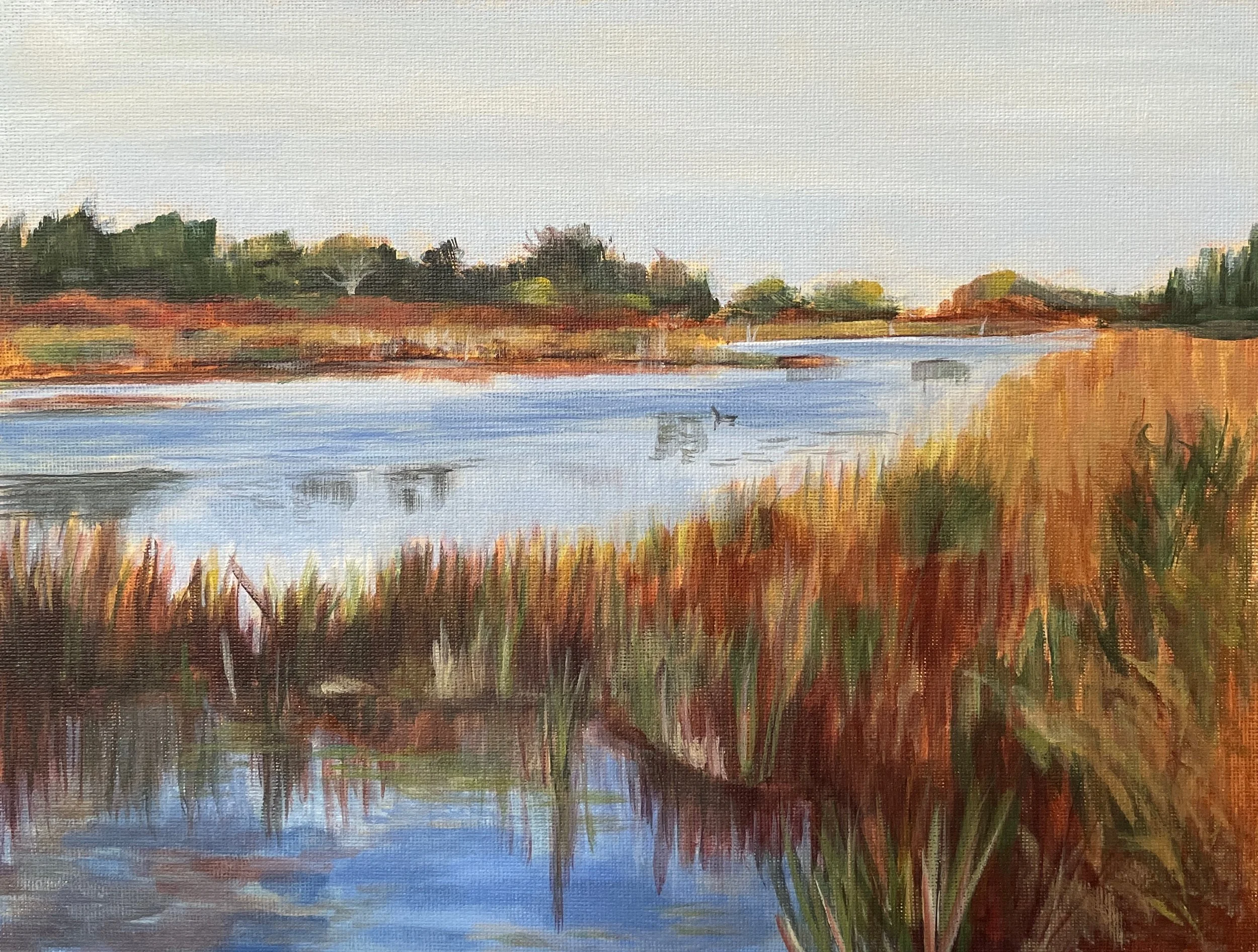Autumn Views at Leslie Street Spit - A Study  
9 x 12", acrylic on canvas board  
$170, unframed