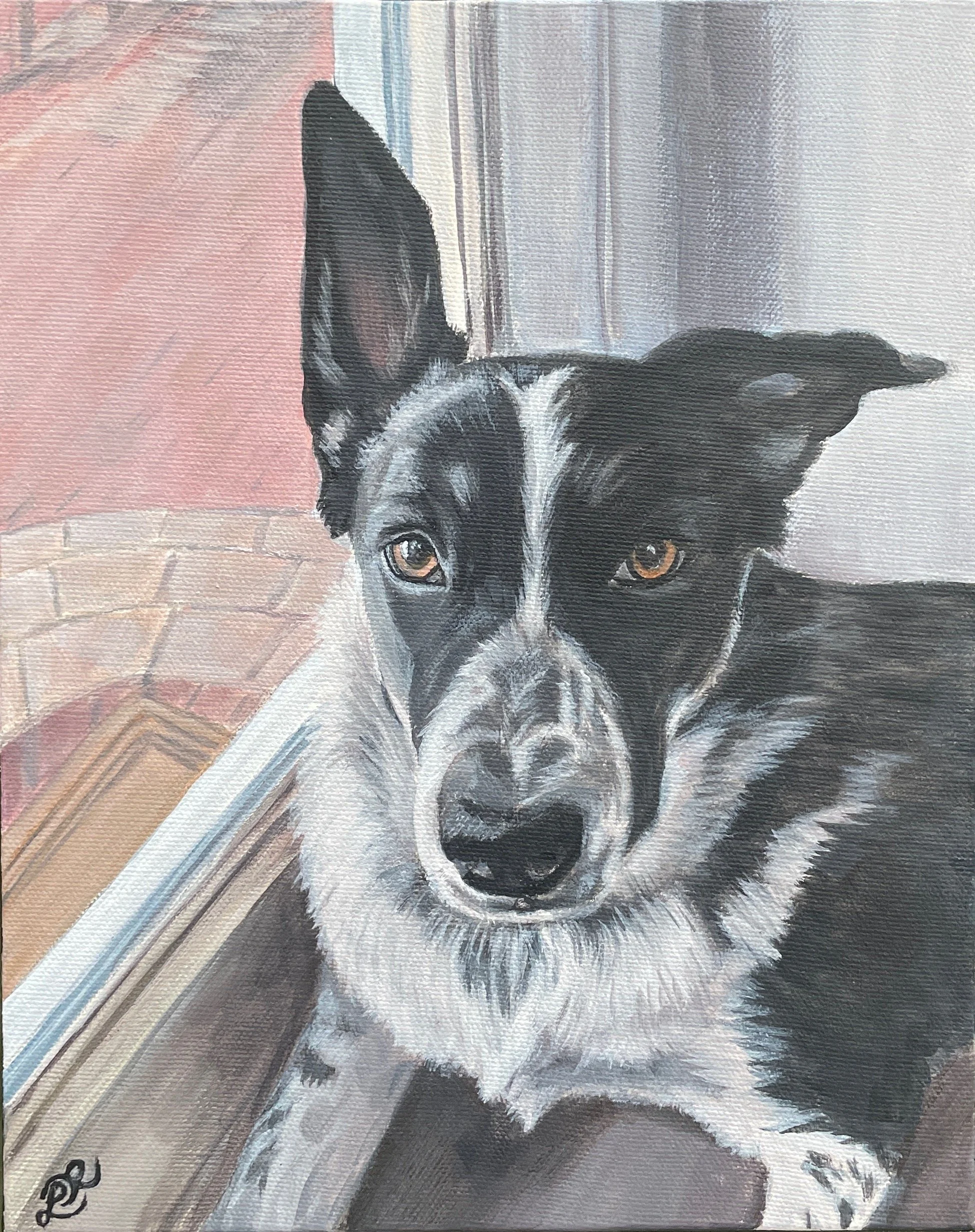 Portrait of George  
8 x 10", acrylic on gallery canvas  
sold on commission