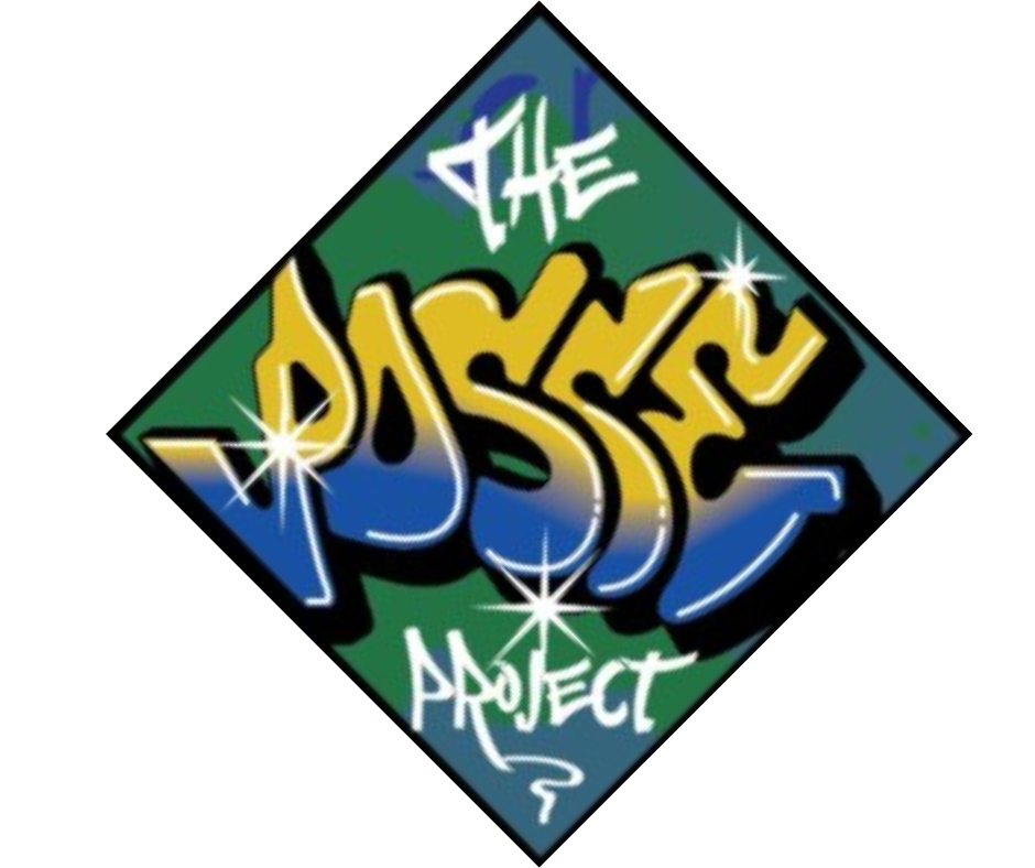 Graffiti-style logo reading 'The Posse Project' with colourful letters and star accents on a green background.