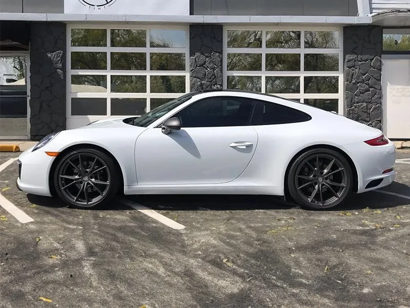 White sports car with window tinting and auto PPF near me by Reeves Window Tinting in Redding, CA
