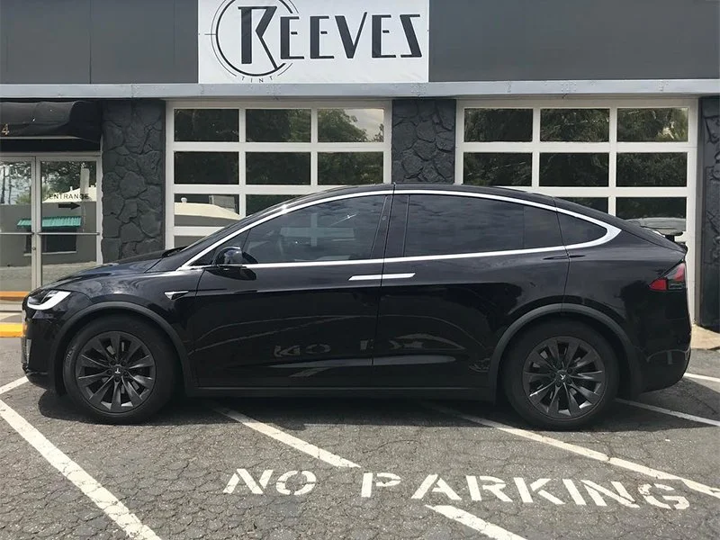 Black Tesla Model Y with window tinting near me and auto PPF by Reeves Window Tinting in Redding, CA