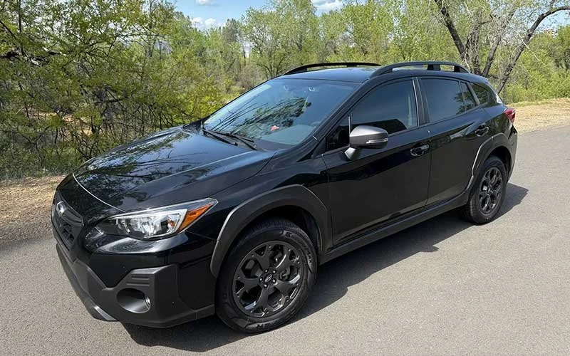 Black subaru with window tinting and PPF for cars in Redding, CA by Reeves Window Tinting