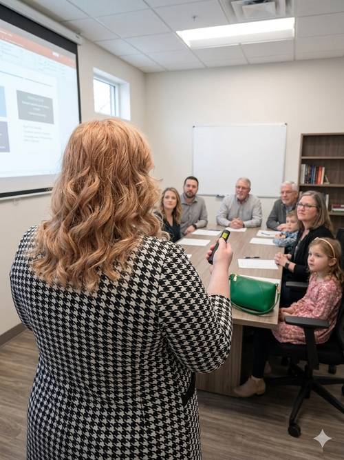 Katie Huffman presenting on dementia education