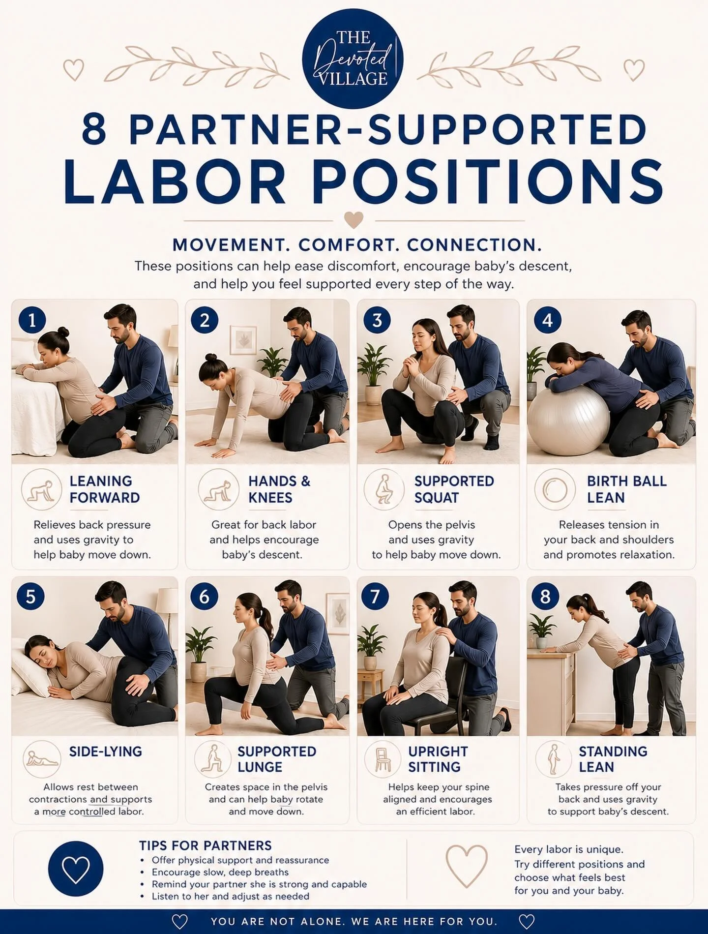 Labor isn&rsquo;t meant to be done lying still 🤍

The way you move can:
✨ Ease pain
✨ Help baby move down + rotate
✨ Create space in your pelvis
✨ Make contractions more manageable

And your partner?
They become part of your support&mdash;not just e