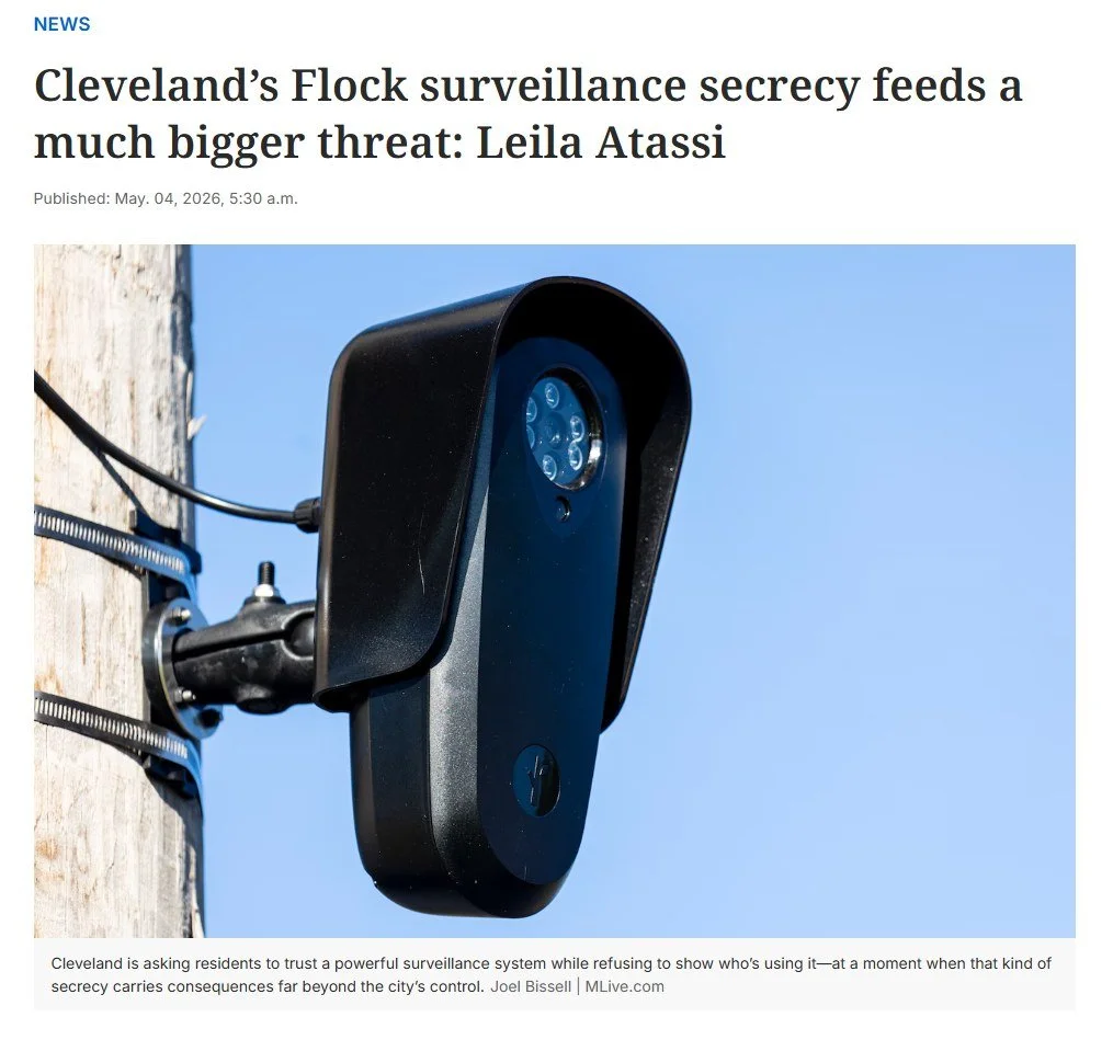 This article about Flock in @clevelanddotcom sounds so familiar. Maybe that&rsquo;s because it&rsquo;s the same insufficient answer Cleveland Heights has given its concerned residents about flock. 

"City officials say they&rsquo;ve put limits i