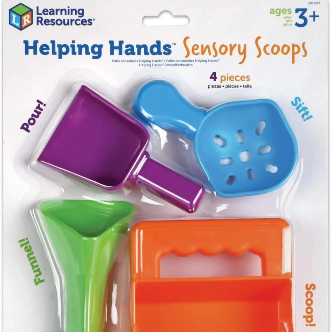 Learning Resources Helping Hands Sensory Scoops - Fidget Sand Toys, Water Bin Play, Tool Set, Fine Motor Games, Toddler Daycare Essentials, Homeschool Preschool